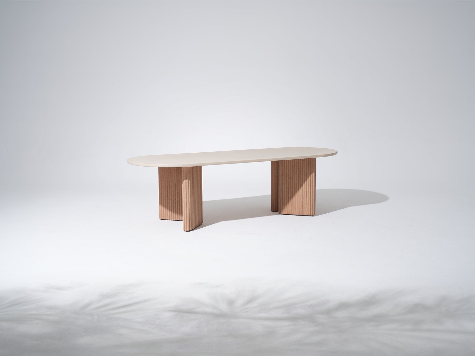 Tellus Outdoor Dining Table for 6-8 People, 106.3", Eucalyptus Wood & Super Stone