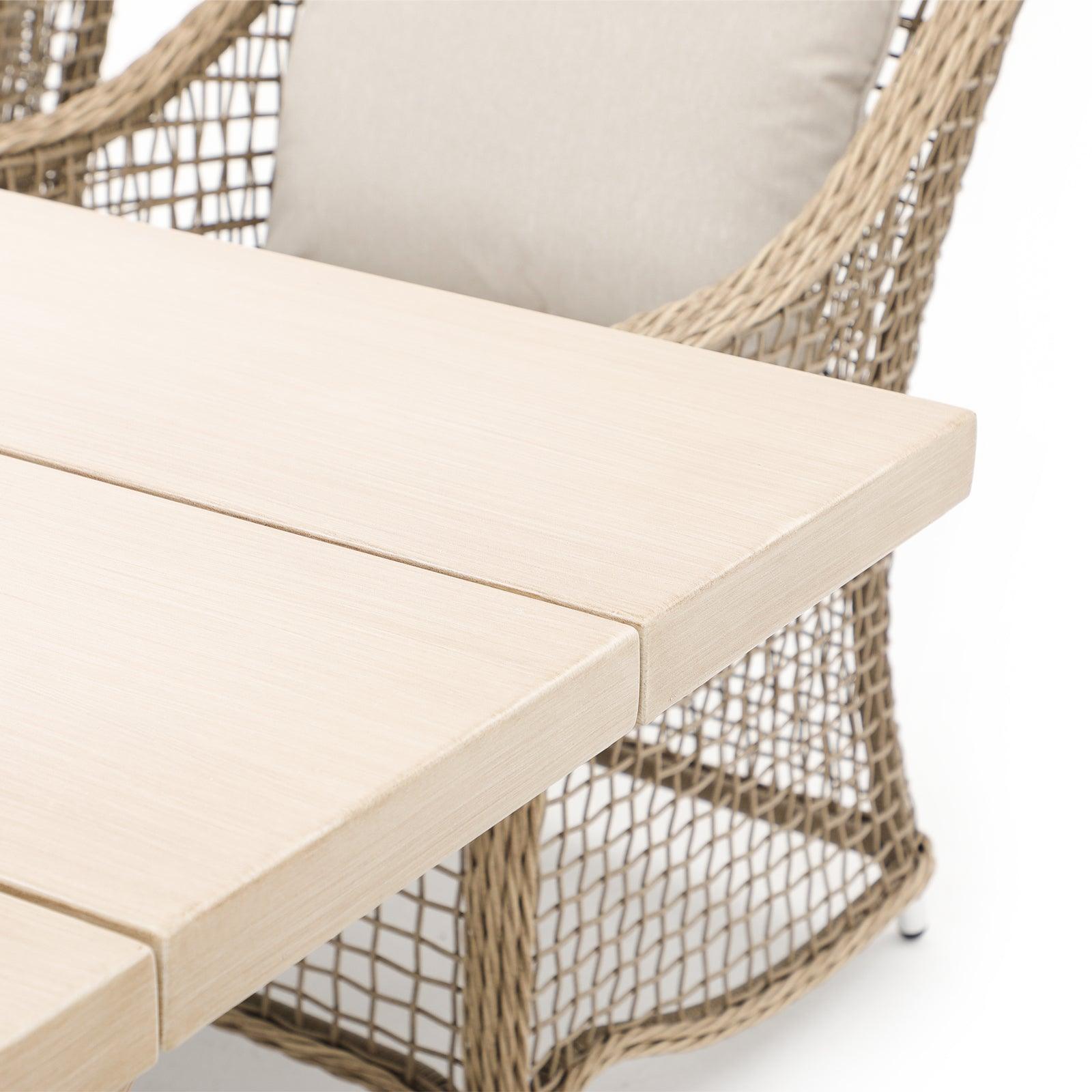 Irati beige outdoor dining table with chair