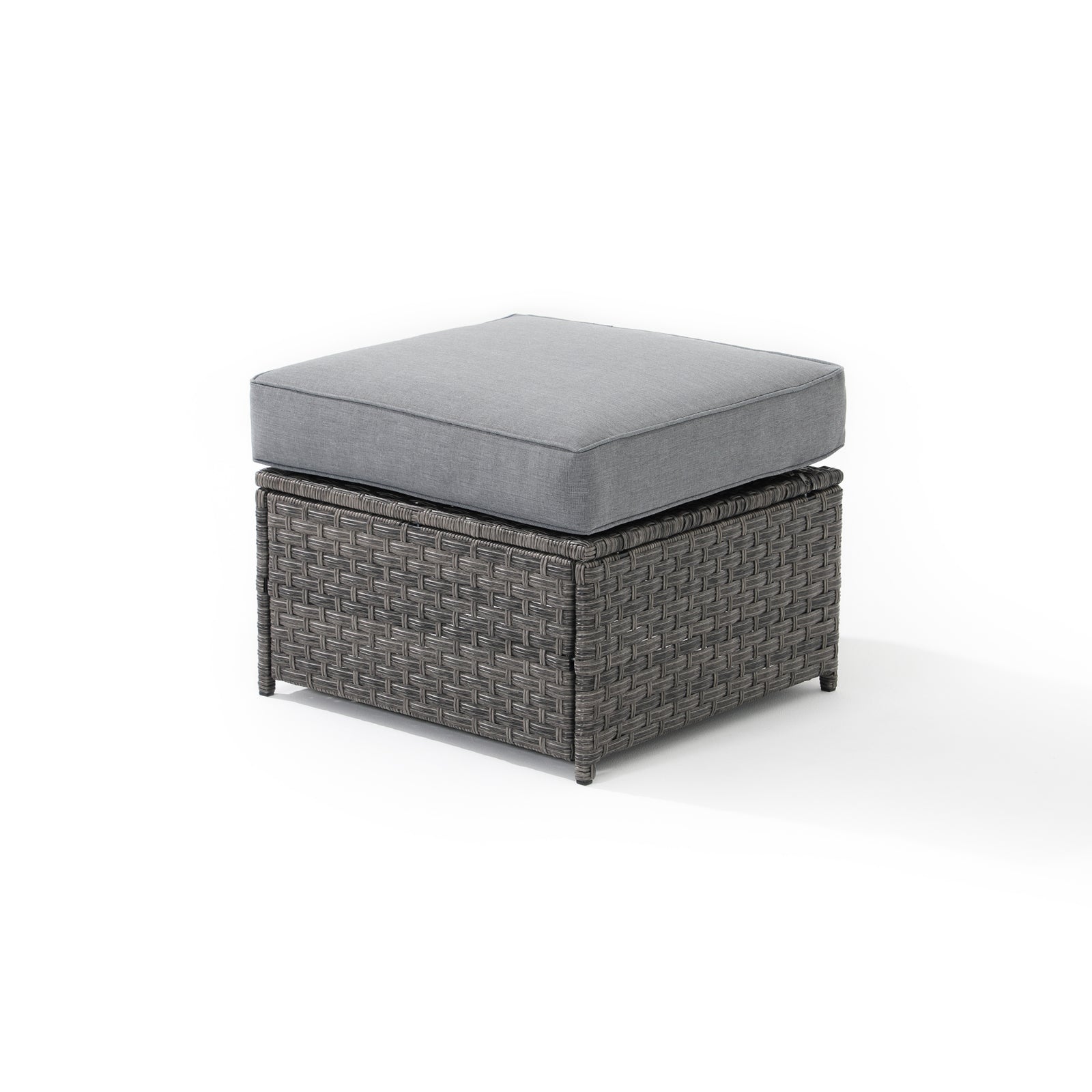 Ayia grey wicker Ottomans with grey cushions, left - Jardina Furniture #color_Grey