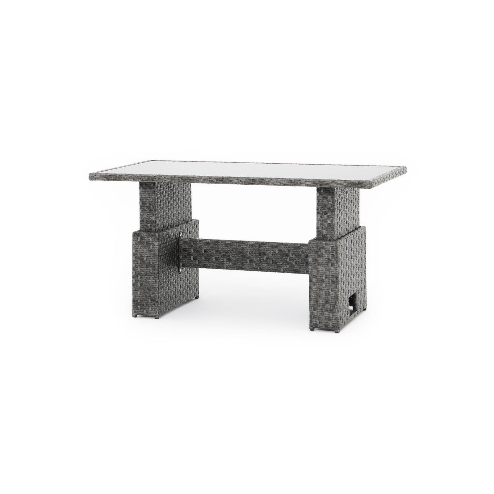 Aiya Grey wicker outdoor lift top dining table with metal frame, left - Jardina Furniture