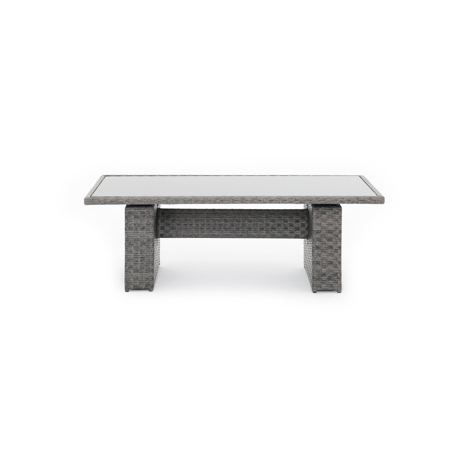 Aiya Grey wicker outdoor lift top dining table with metal frame, fold, front - Jardina Furniture