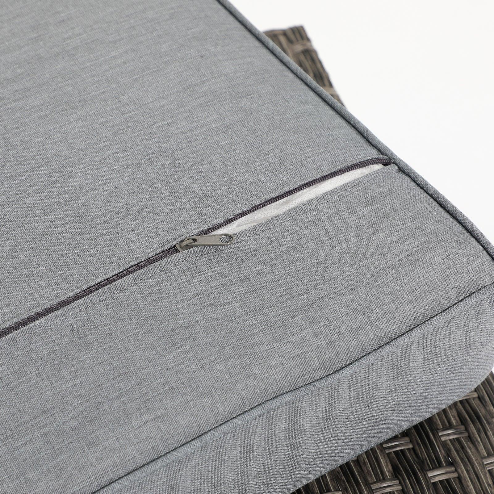 Ayia ourdoor sofa grey cushion details, with zipper design - Jardina Furniture #color_Grey
