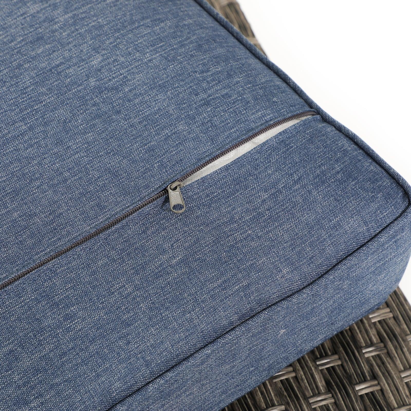 Ayia ourdoor sofa navy blue cushion details, with zipper design - Jardina Furniture #color_Navy blue