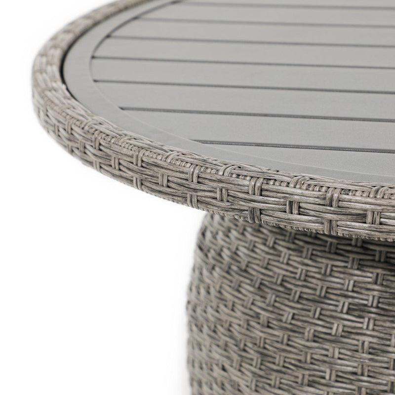 Grey Wicker Outdoor LiftTop Round Side Table Jardina