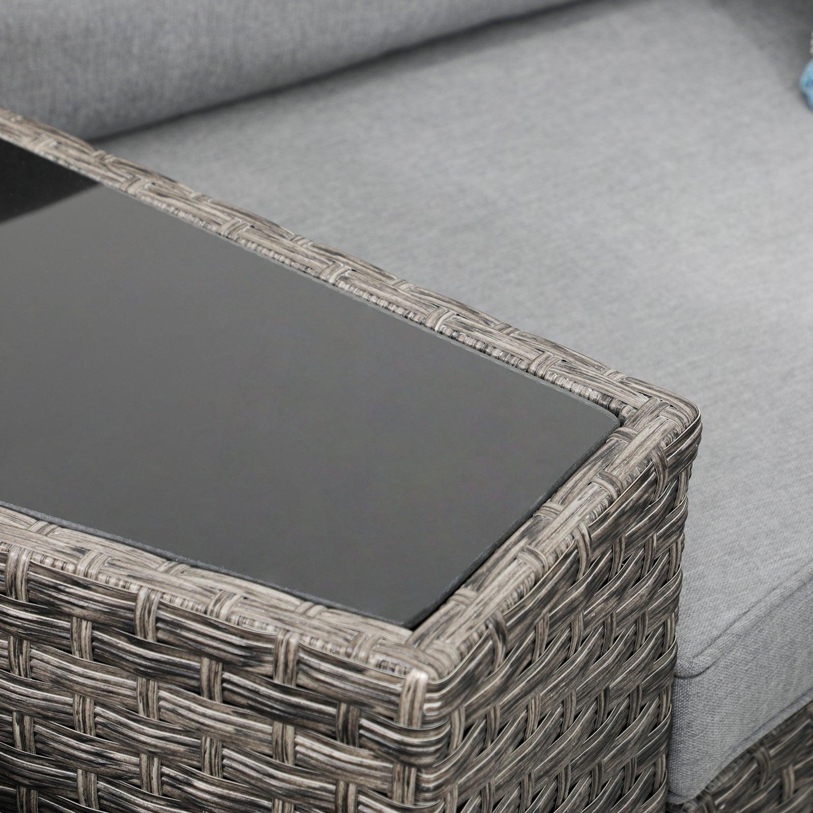 Boboli side table glass top detail - Jardina Furniture#color_grey