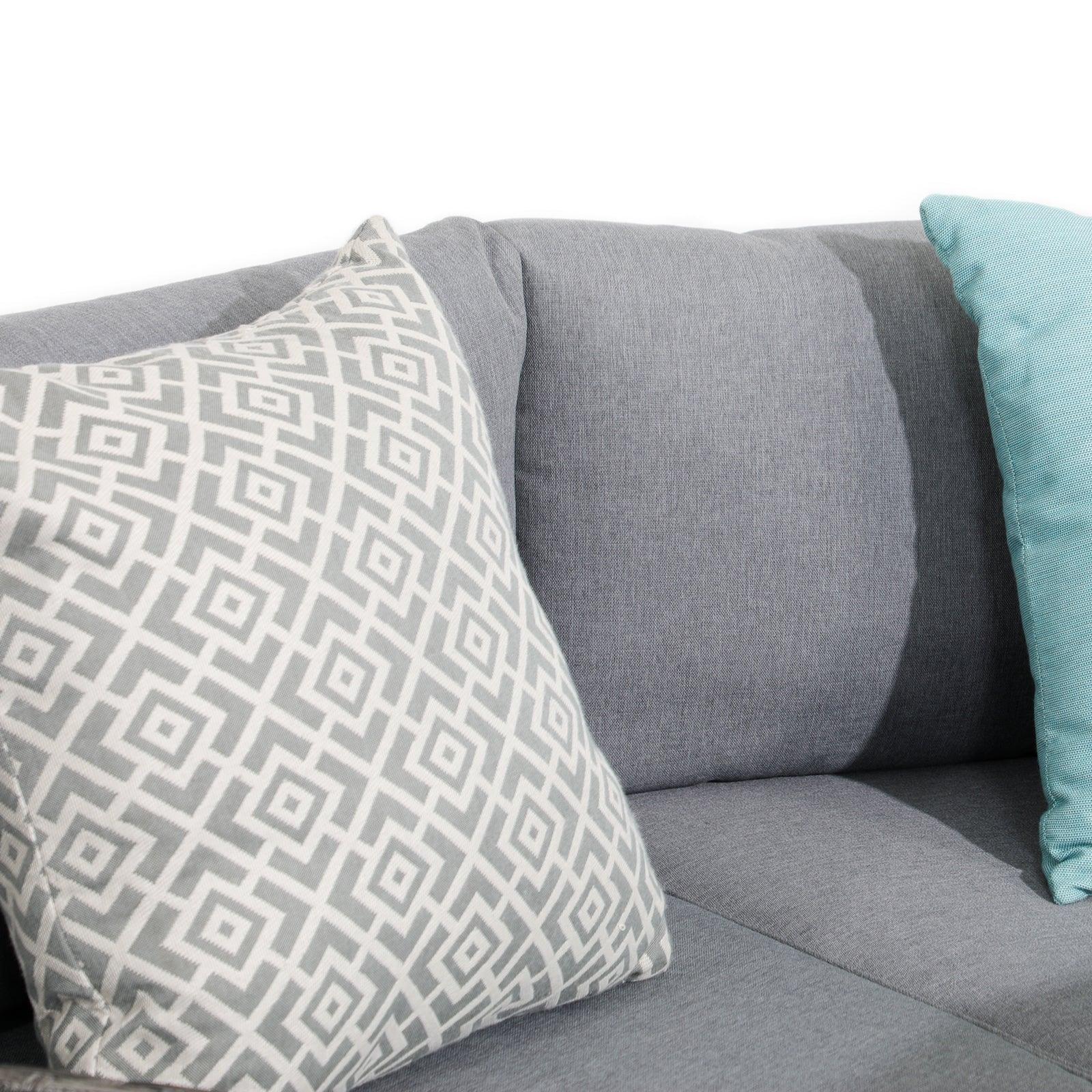 Boboli Grey Outdoor Wicker Curved Sectional sofa, cushions detail - Jardina Furniture #color_Grey