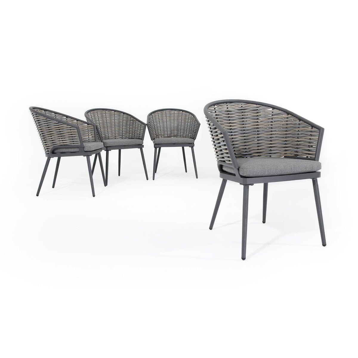 Grey Wicker Outdoor Dining Chairs with Aluminum Frame Jardina