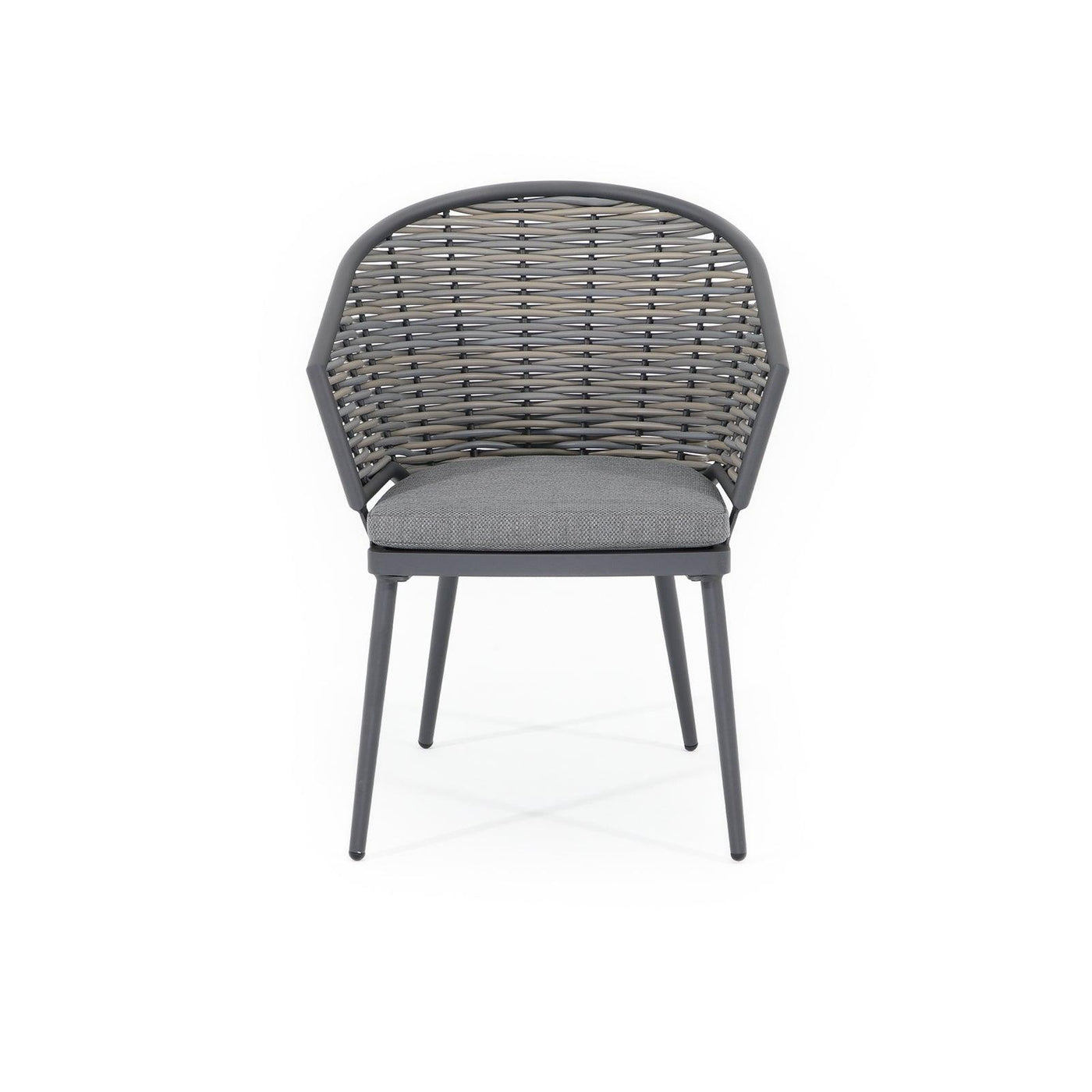 Grey Wicker Outdoor Dining Chairs with Aluminum Frame Jardina