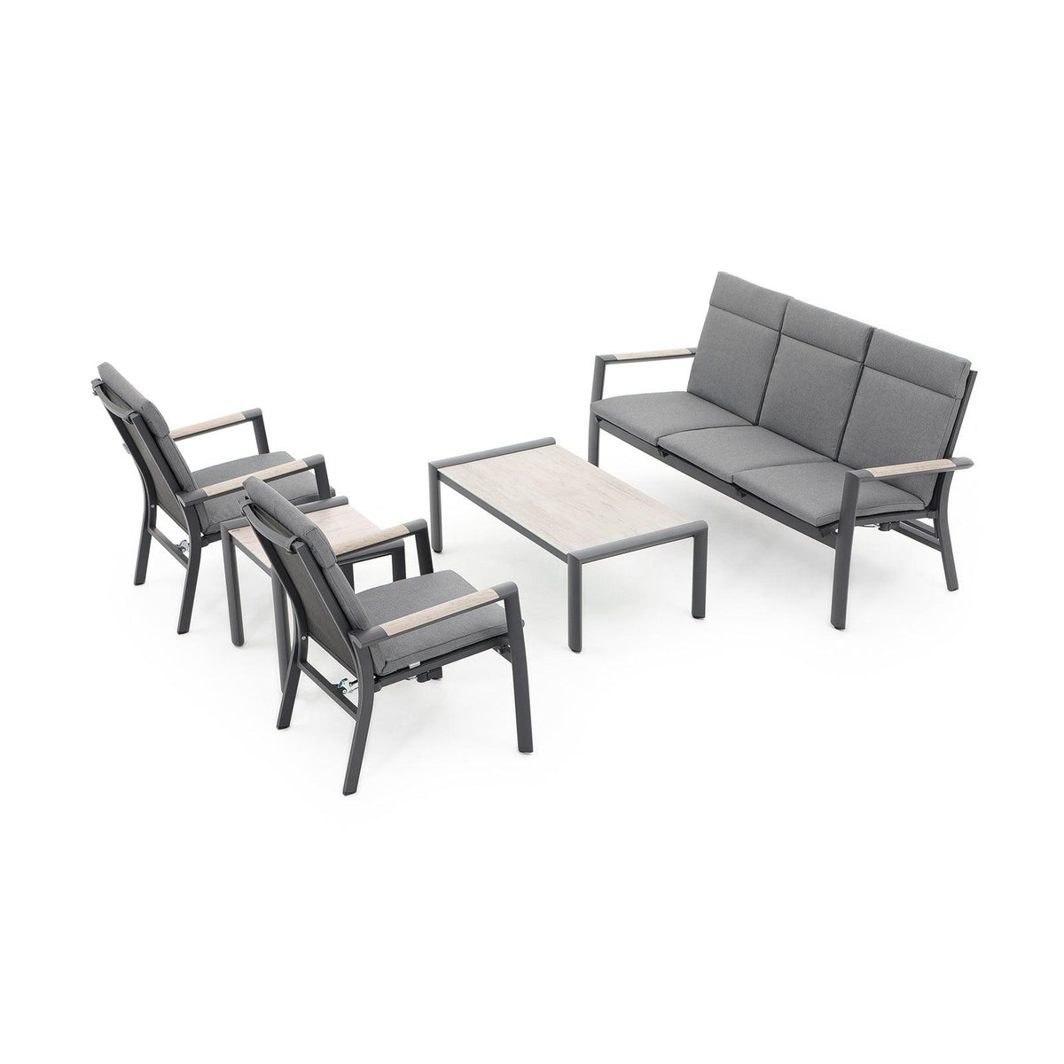 Grey Aluminum Conversation Set Adjustable Backrest Sofa Set | Jardina