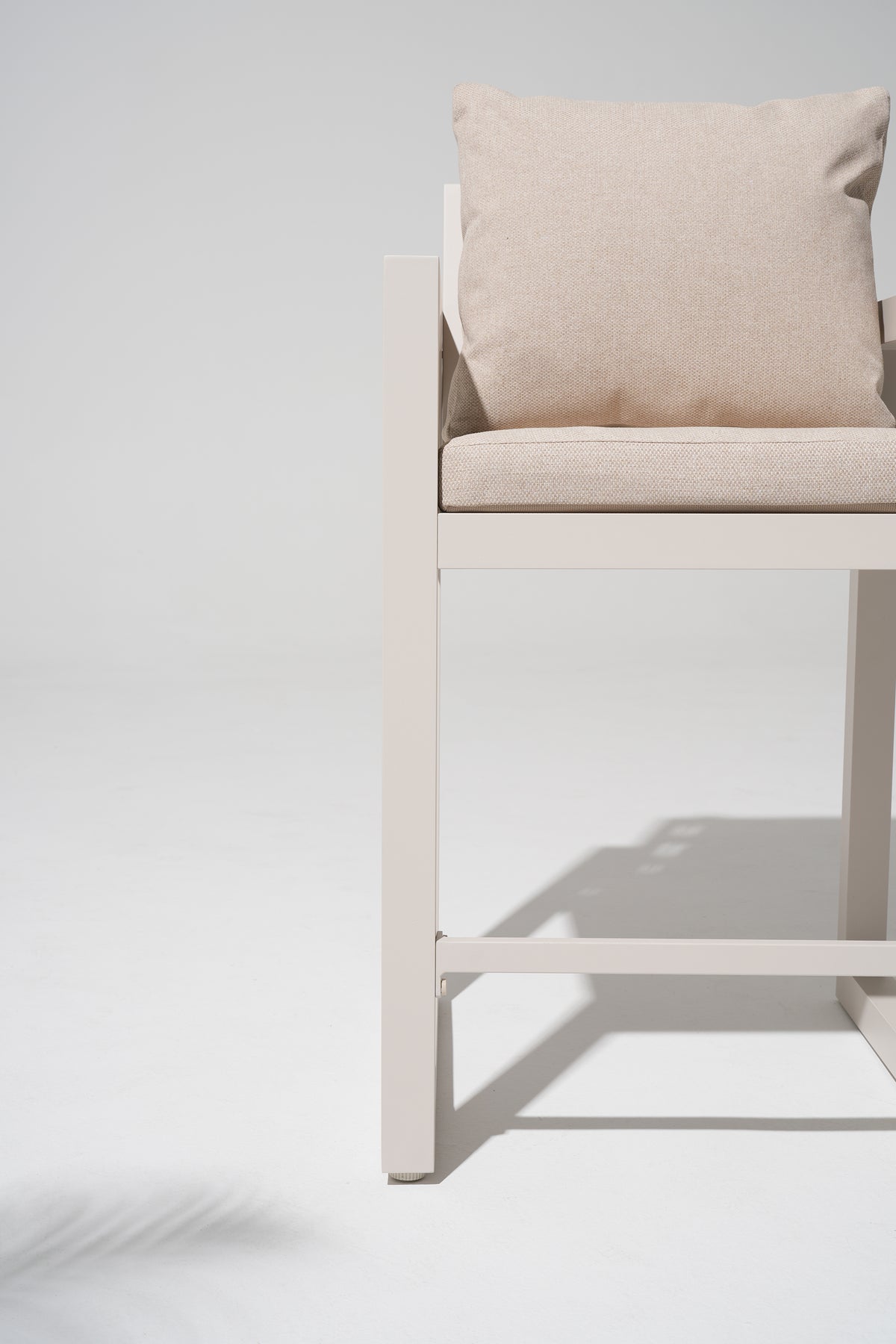 Vela Counter-Height Stool, Oyster White Aluminum Frame & Light Beige Cushions, Set of 2/4/6, 39.6"