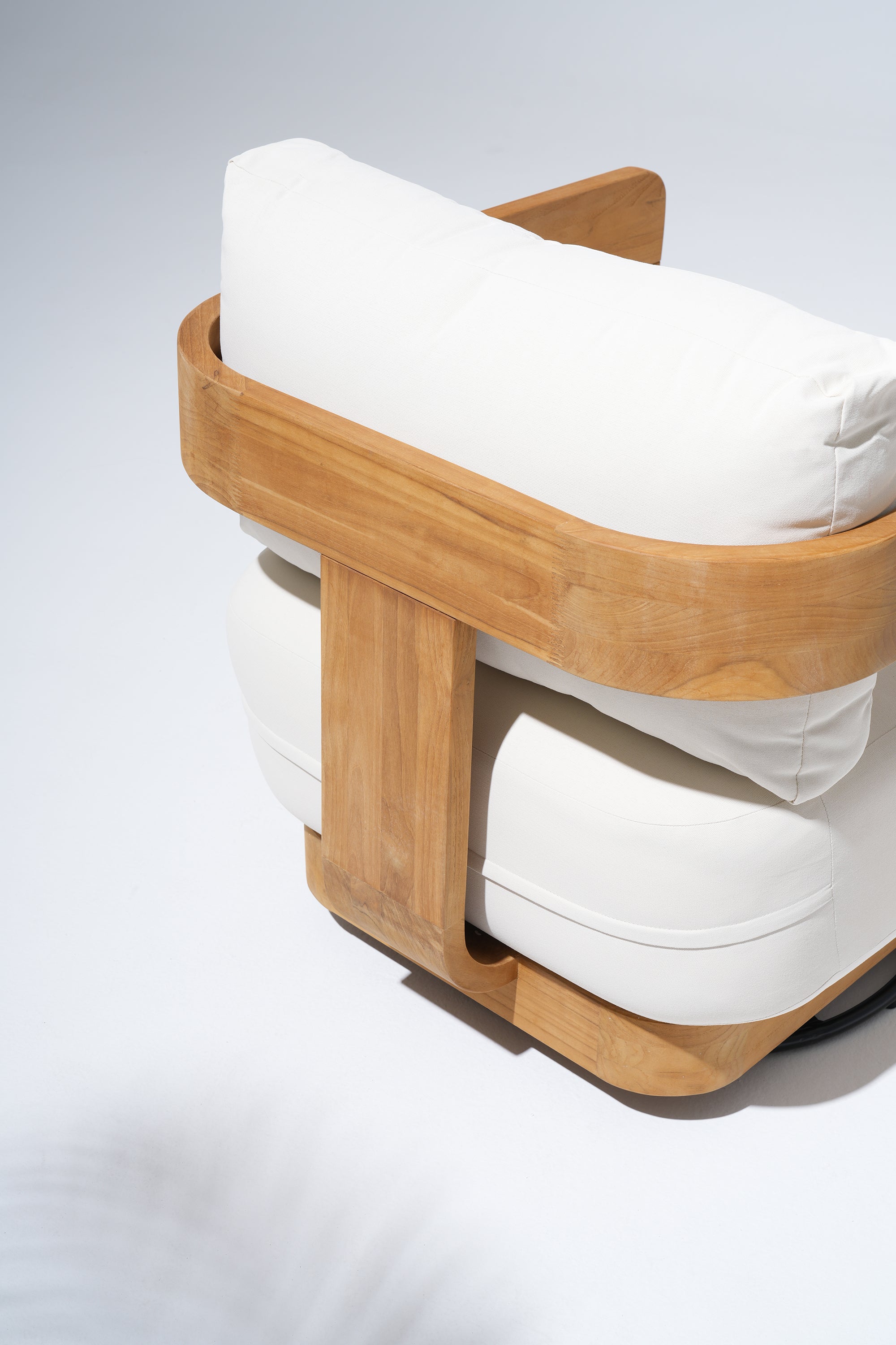 Sintra FSC-Certified Solid Teak Outdoor 3-Seater Sofa, Sculptural Frame with Olefin Cushions