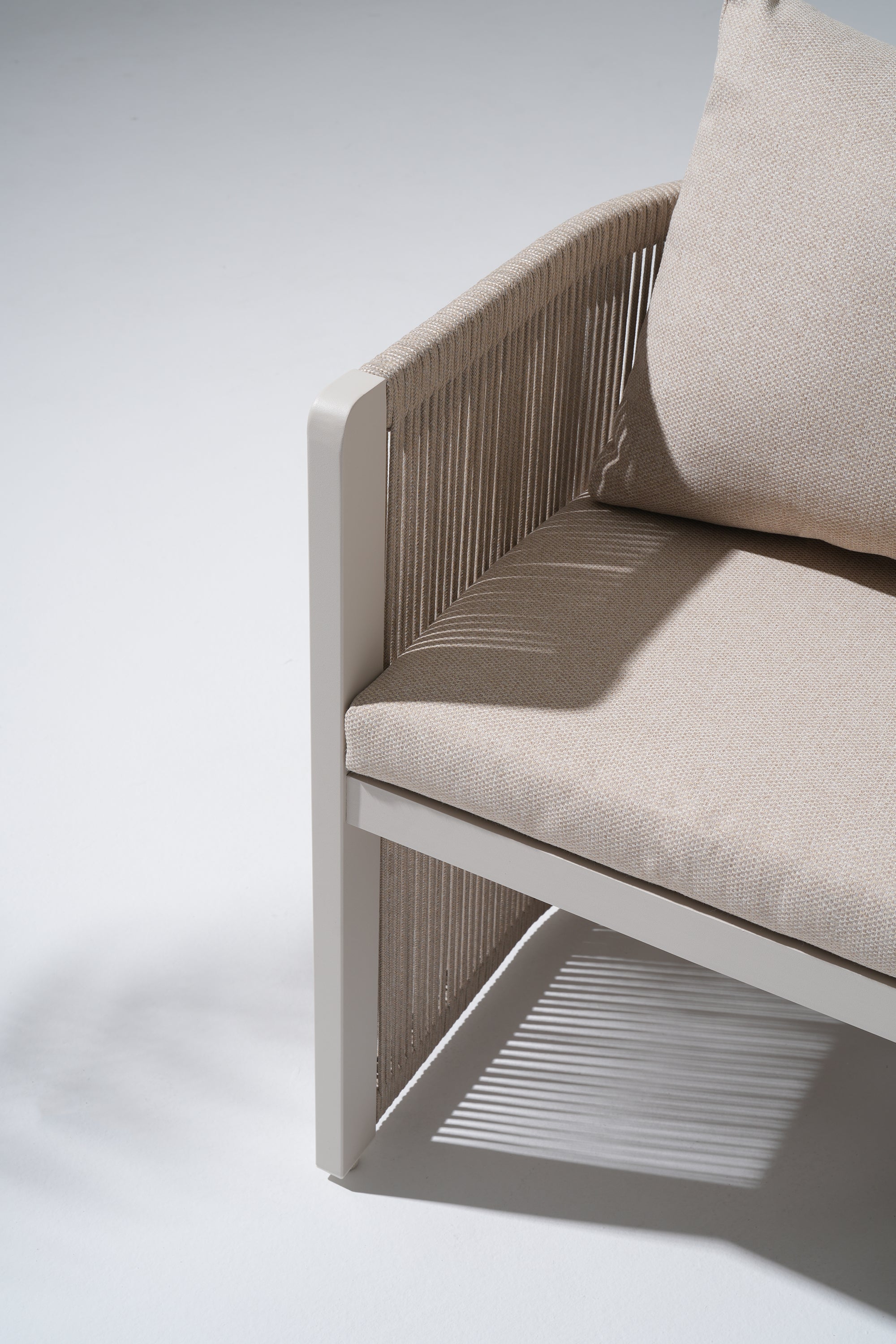 Irati Aluminum Outdoor Dining Chairs, Oyster White, Rope Design, Set of 2
