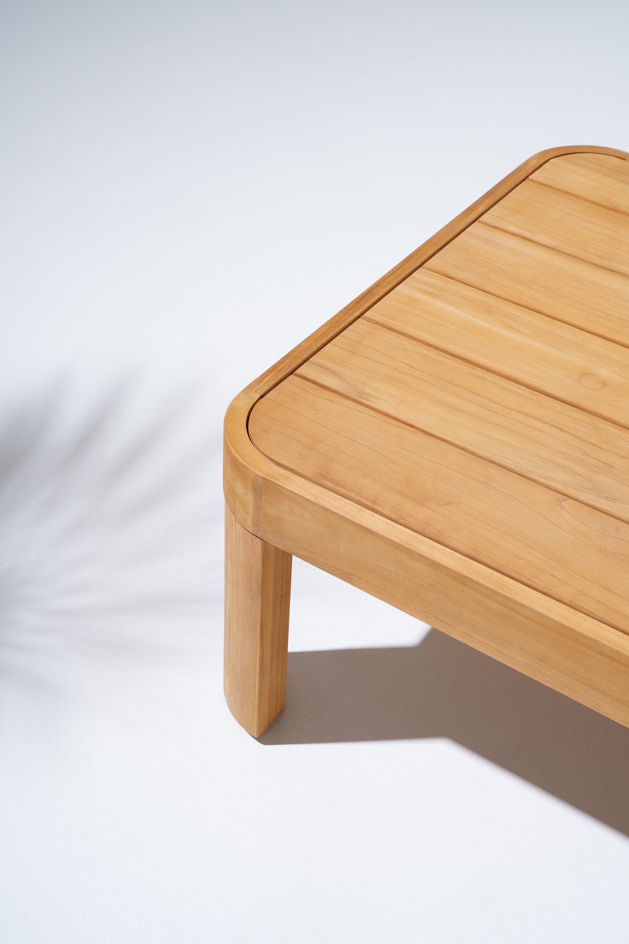 Sintra FSC-Certified Solid Teak Outdoor Coffee Table, Sculptural Slatted Tabletop