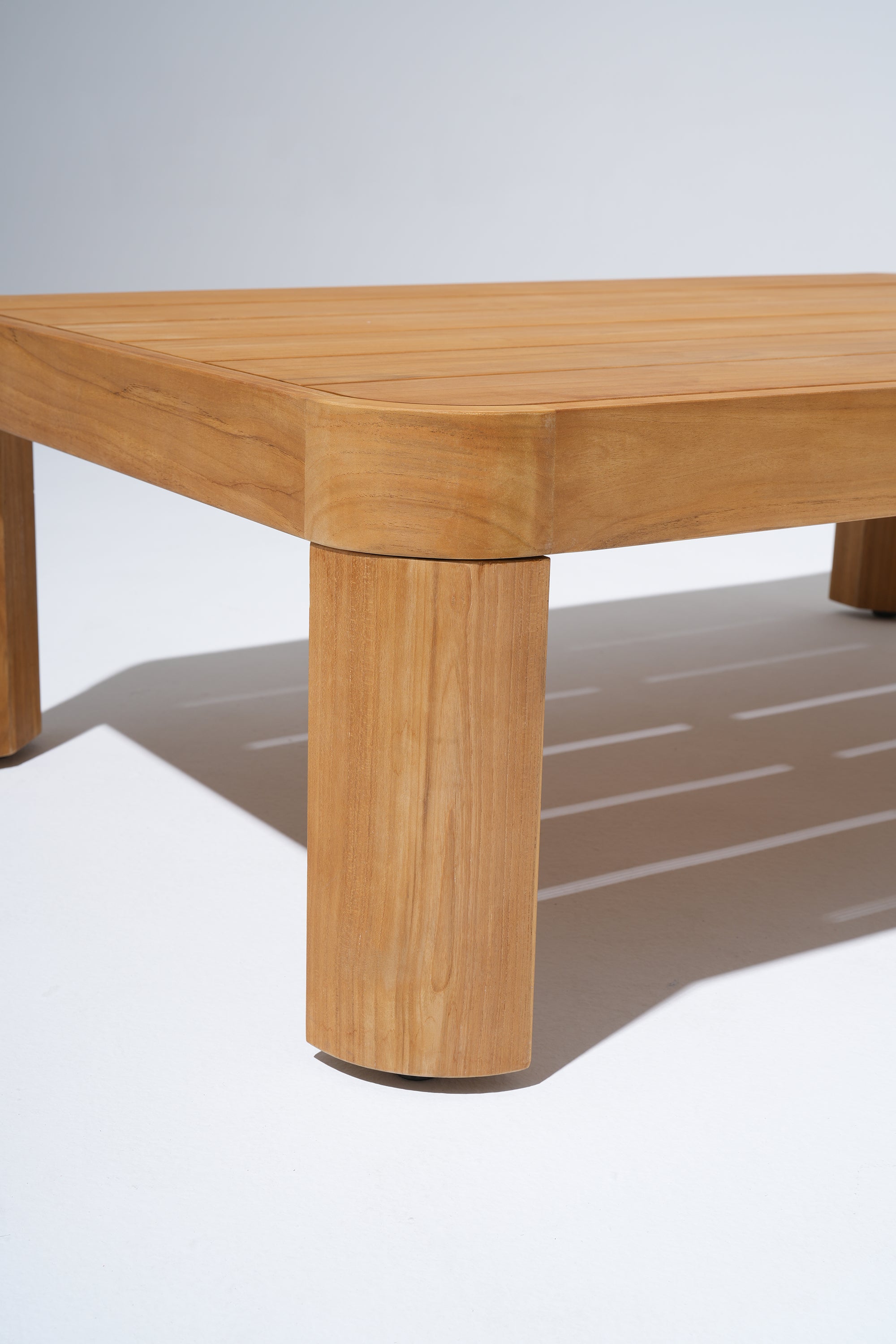 Sintra FSC-Certified Solid Teak Outdoor Coffee Table, Sculptural Slatted Tabletop