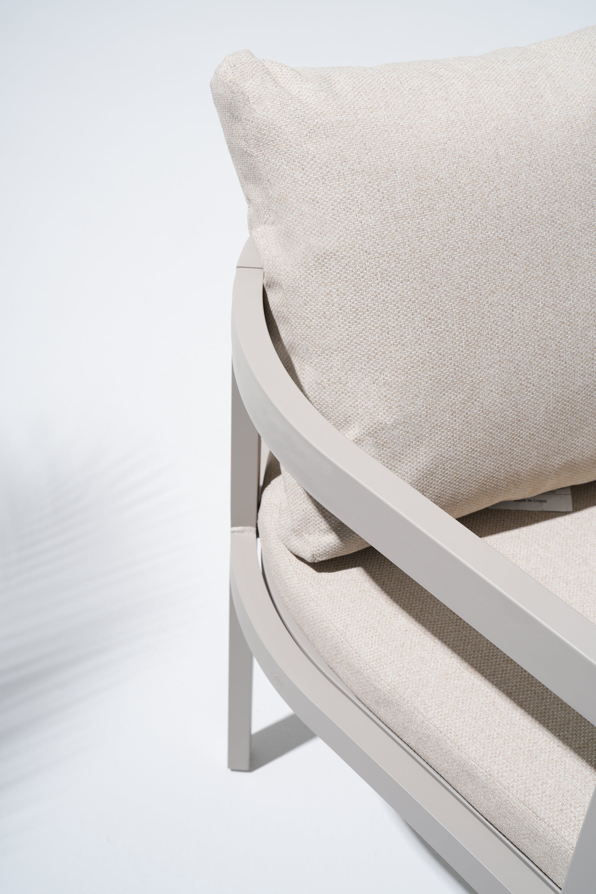 Sova Aluminum Outdoor Dining Chair, Warm Greige Frame & Linen Cushions Set of 2/4/6