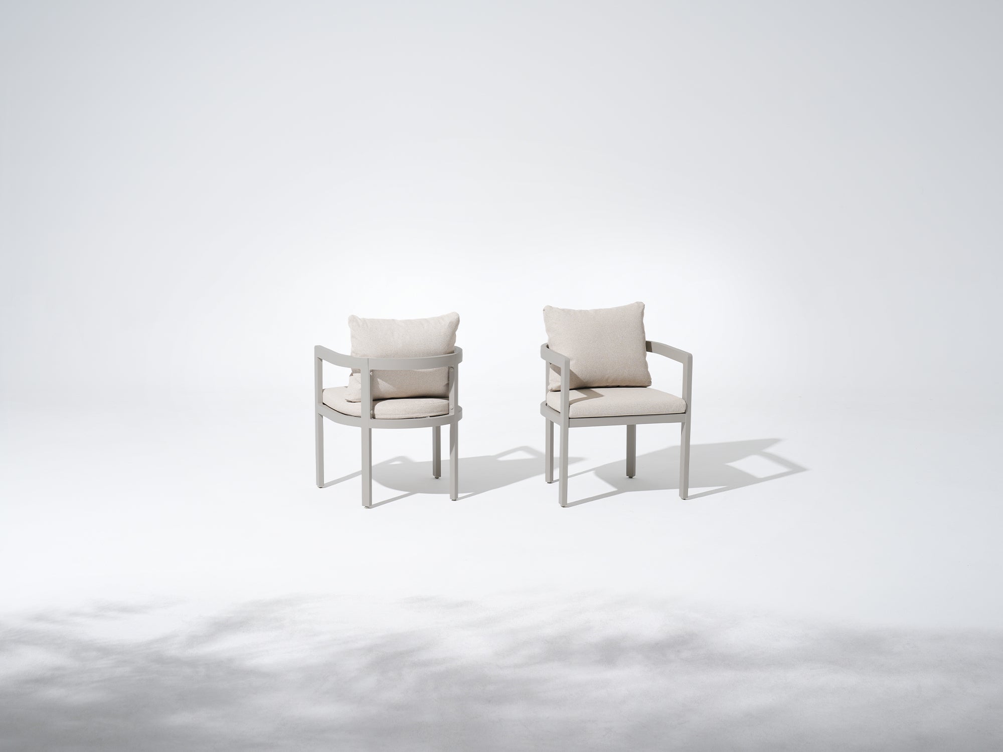 Sova Aluminum Outdoor Dining Chair, Warm Greige Frame & Linen Cushions Set of 2/4/6