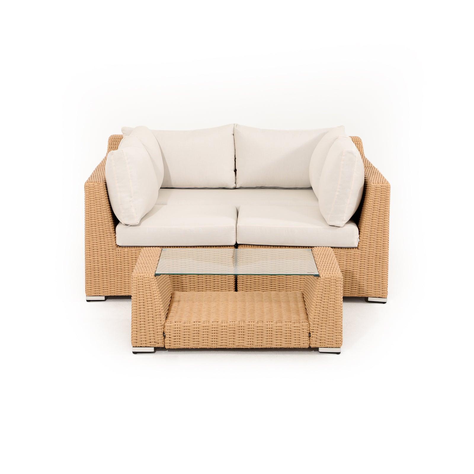 Two seater outdoor online rattan sofa