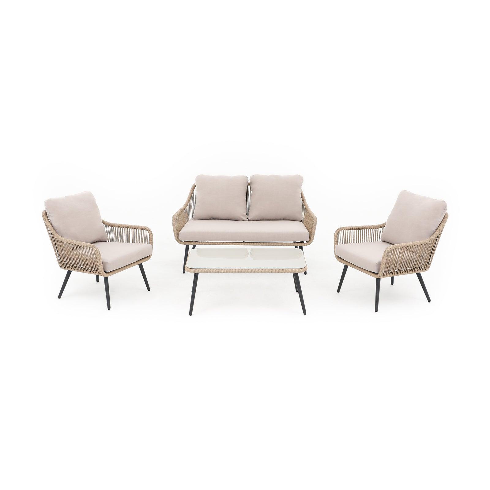 Grey Patio Rope Jardina Conversation Design | Seat with Aluminum Set 4