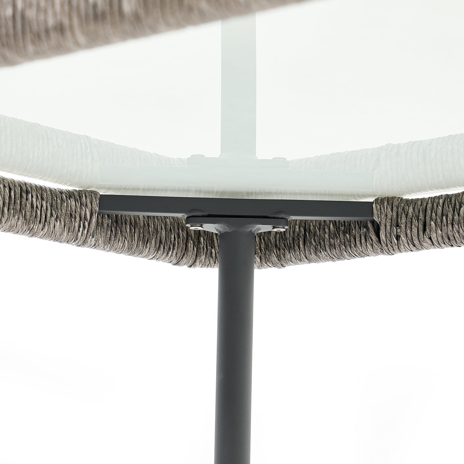 Hallerbos table corner metal fixing detail, reverse view - Jardina Furniture#Color_Grey