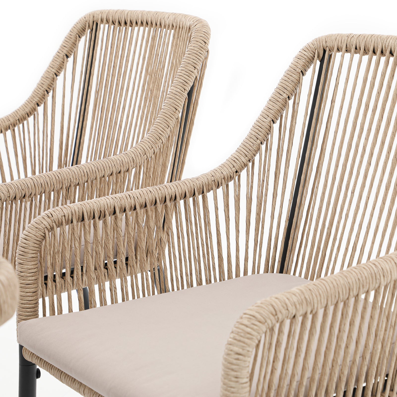 Hallerbos Bar Height Chair with natural rattan design, detail drawing- Jardina Furniture#Color_Natural