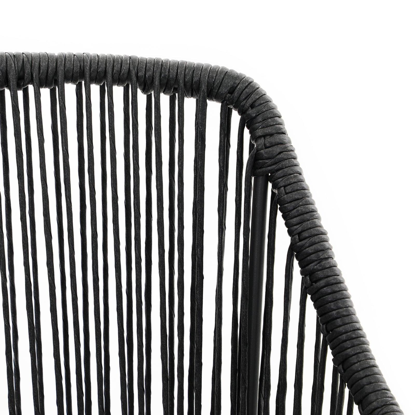 Hallerbos rattan Dining Chair with steel frame, black rattan backrest details- Jardina Furniture#Color_Black