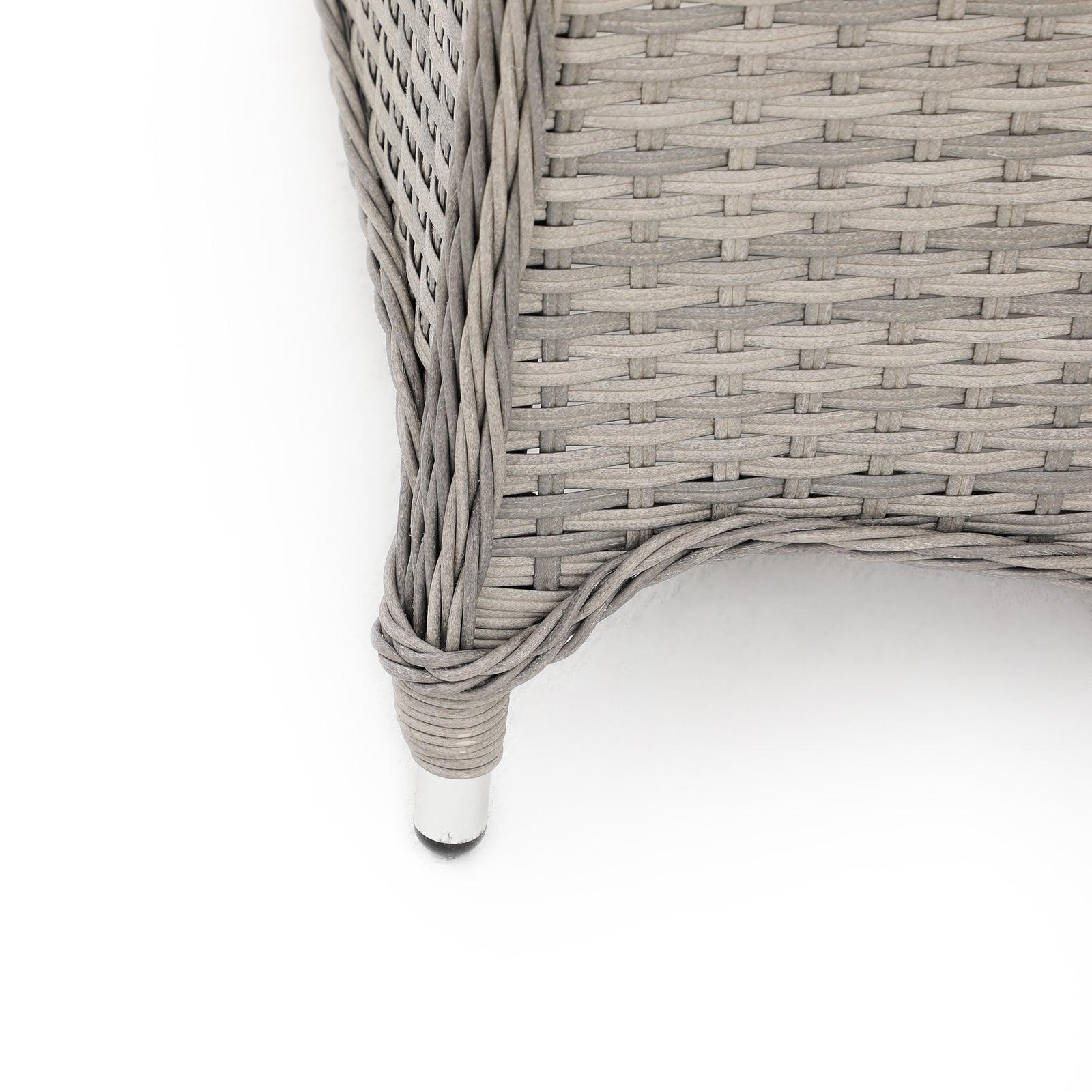 Irati grey wicker outdoor arm-chair, chair leg wicker detail - Jardina Furniture#color_Grey