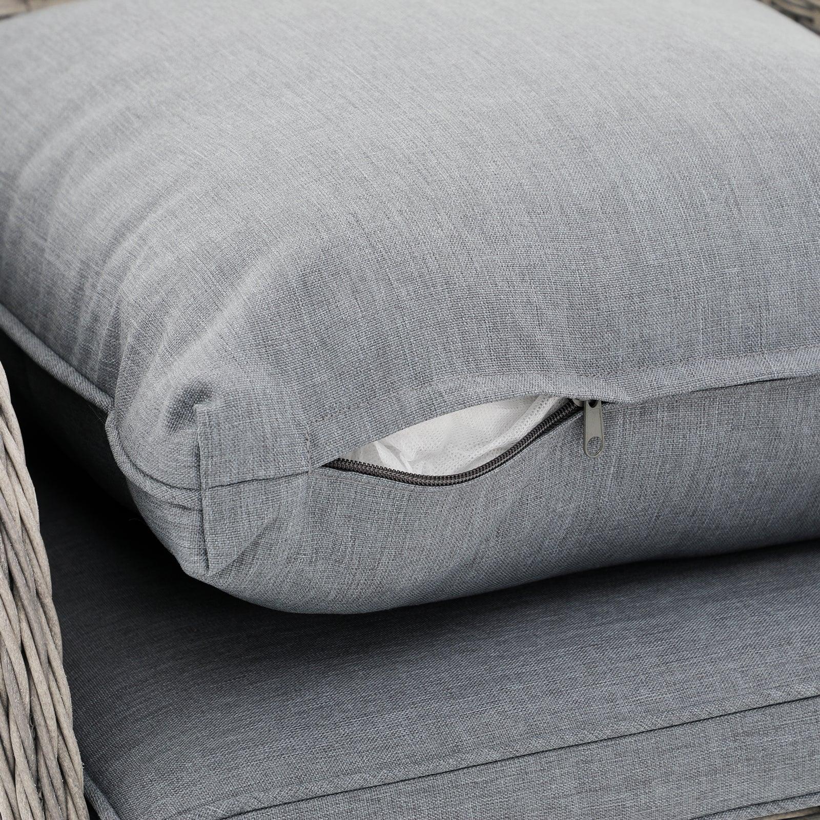 Irati outdoor dining set, grey cushions, cushion detail - Jardina Furniture#color_Grey