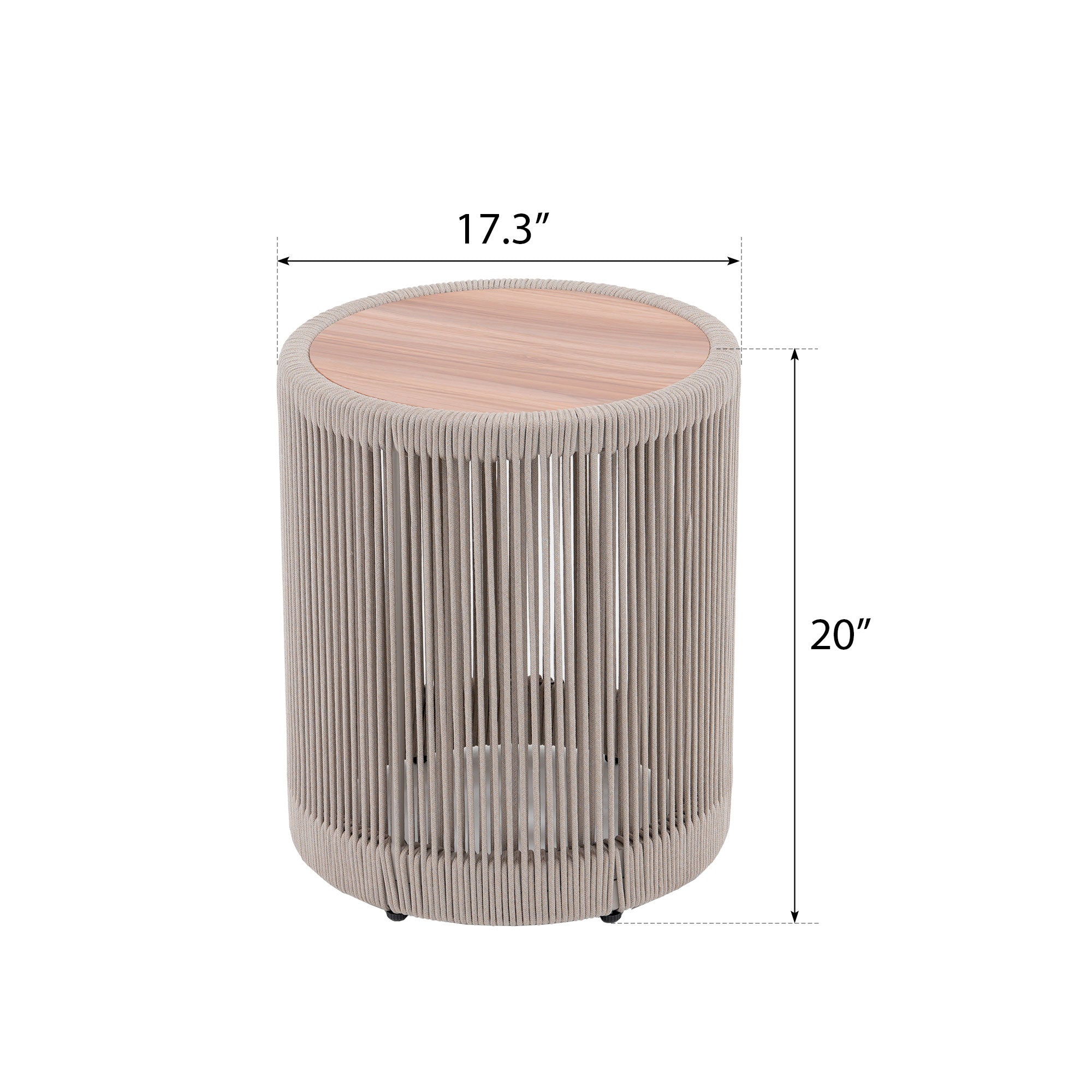 Irati Outdoor Side Table, Rope Design, Aluminum Frame, Weather-Resistant Patio End Table