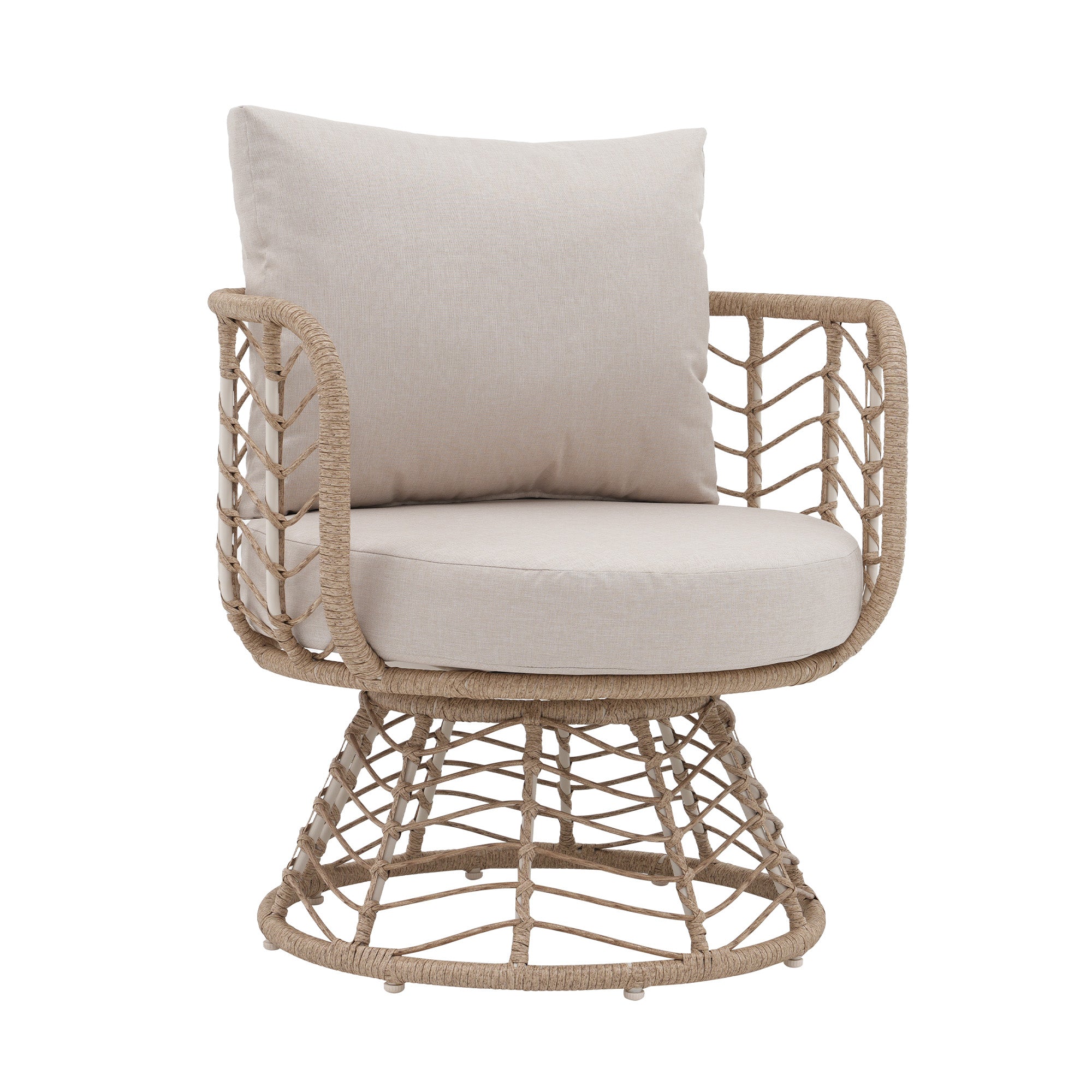 Hallerbos 3-Piece Wicker Patio Bistro Set with table, Swivel Chair