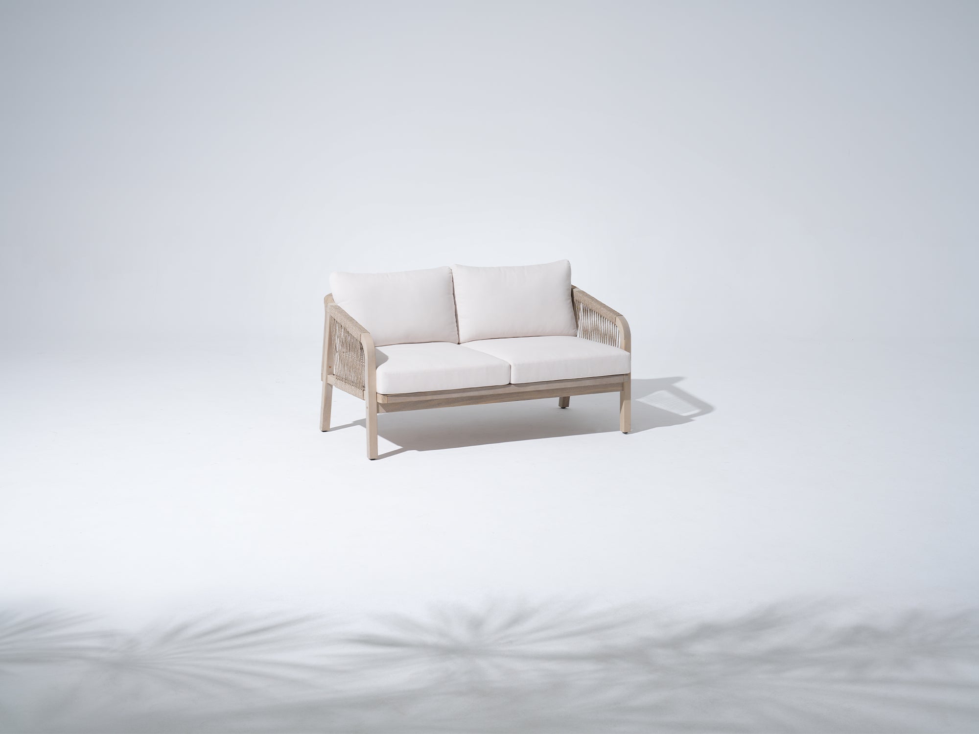 Thalea Textured 7-Seater Wooden Patio Conversation Set with Coffee Table in Cream