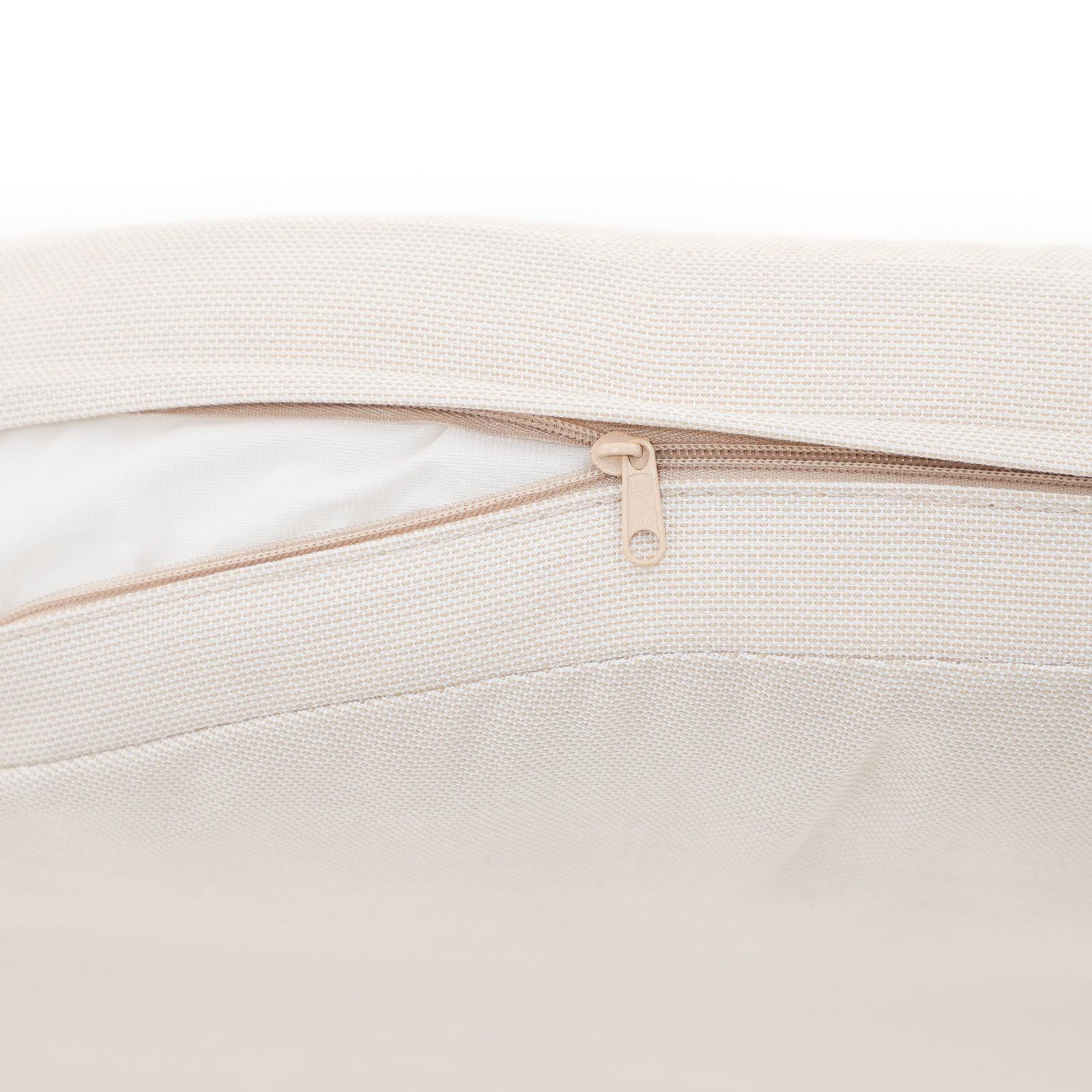 Menorca White Cushion, removable with zippers, detail-Jardina Furniture