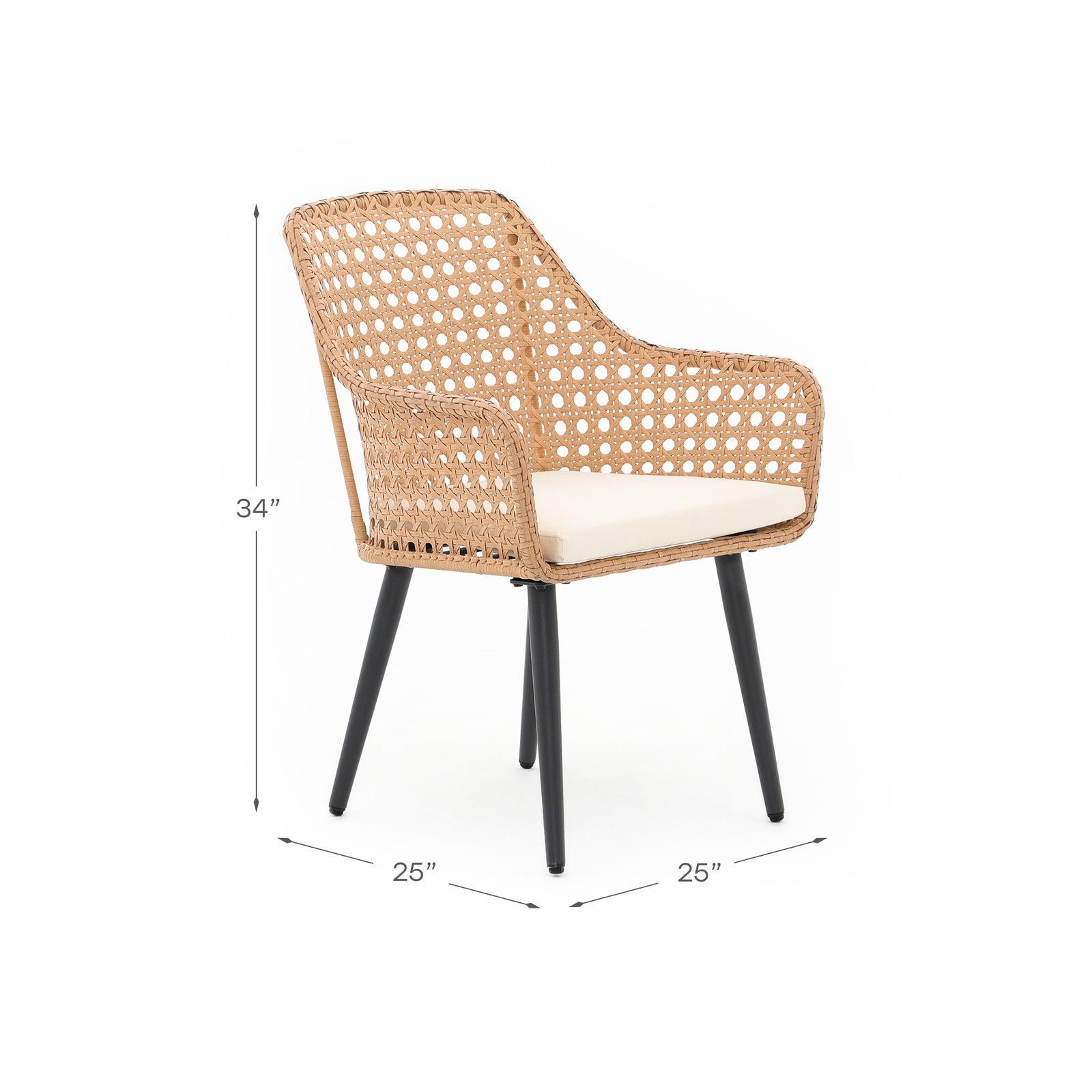 Menorca Dining Chair, Wicker Design, Dimension Information- Jardina Furniture