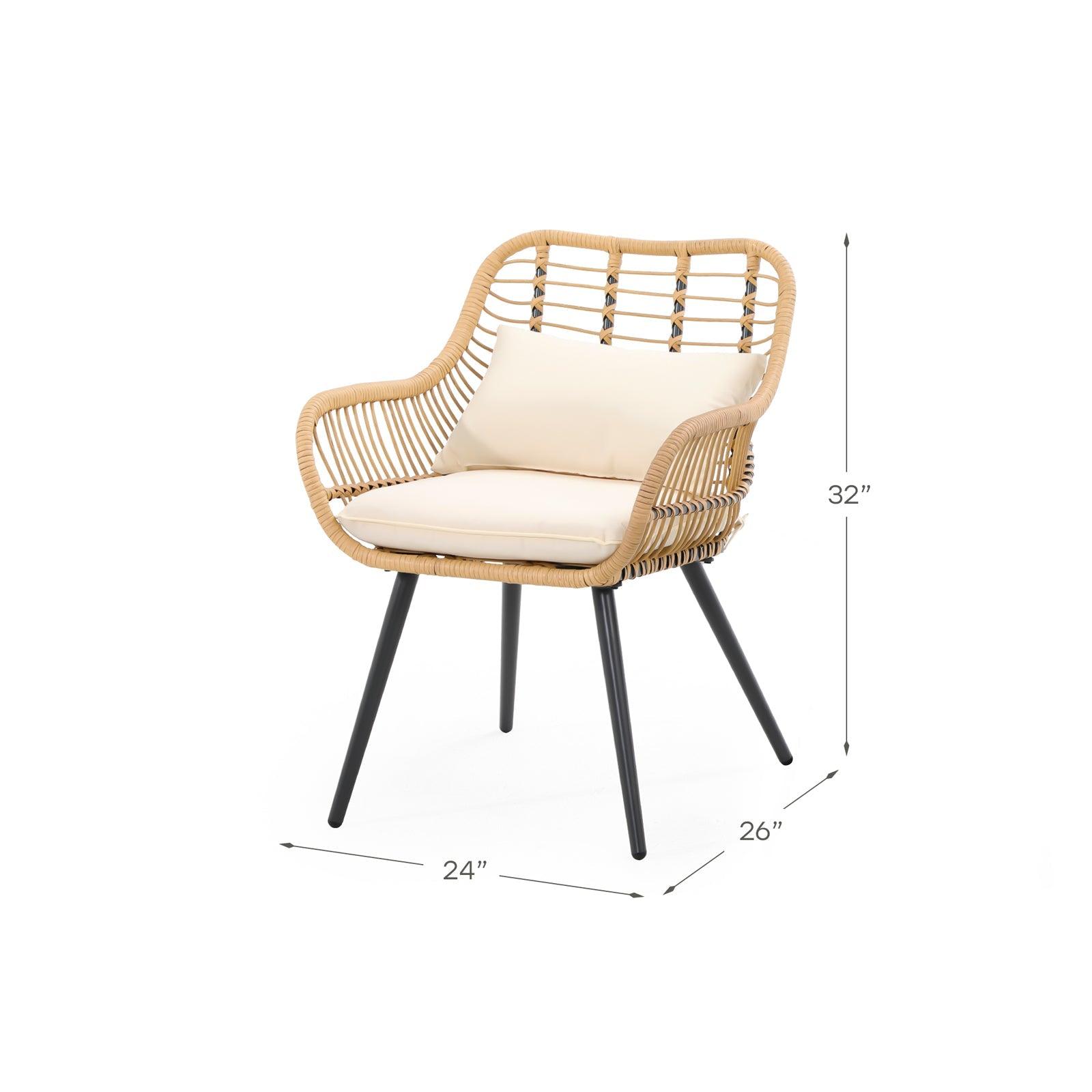 Oia Natural Wicker Bistro Chair, dimension info - Jardina Furniture#color_White