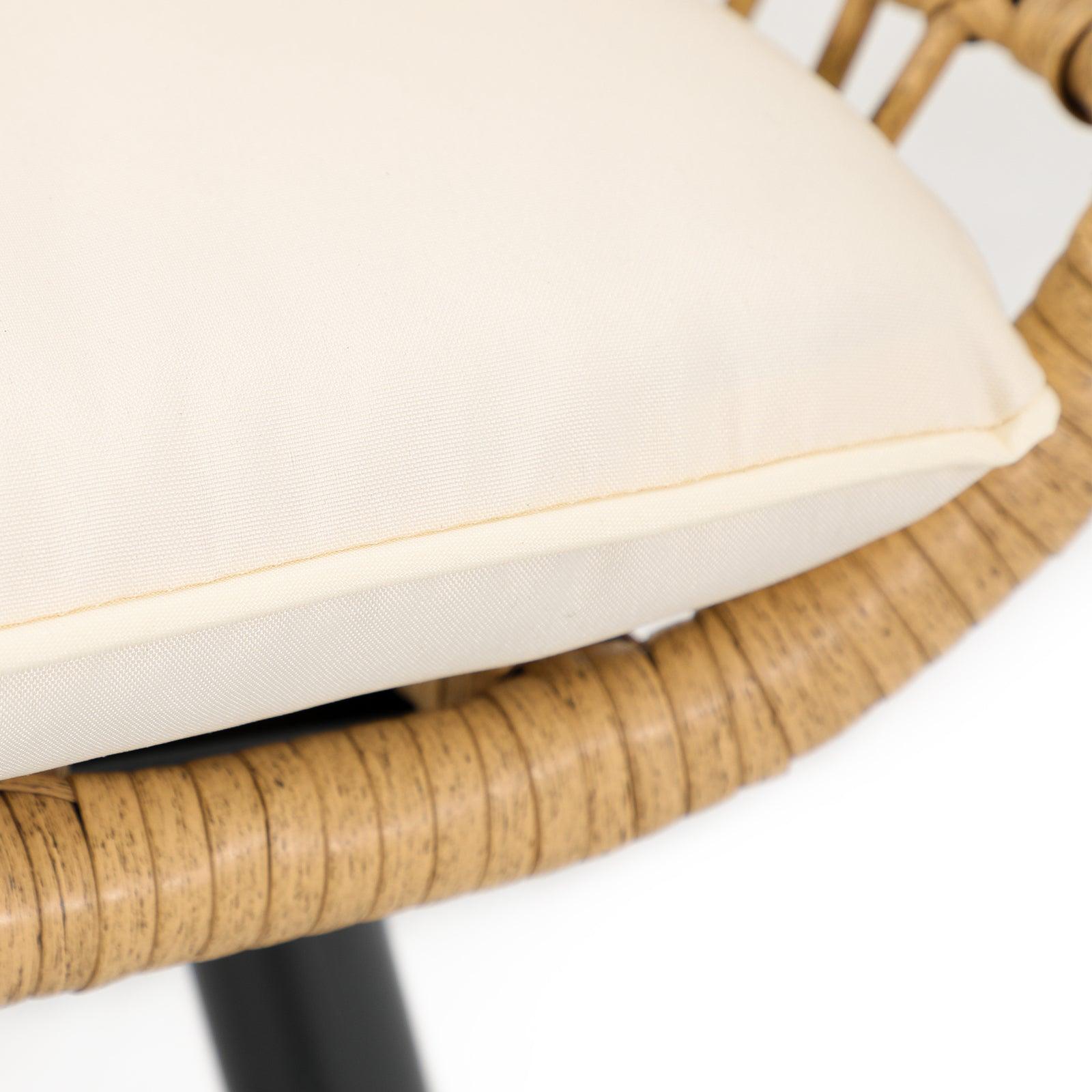 Oia Natural Wicker Ottoman, White Cushion. Cushion Detailed Information-Jardina Furniture#Color_White