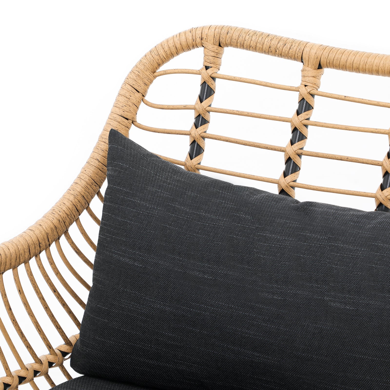 Oia Natural Wicker Chair, Boho Style Wicker, Black Cushion, Hand-woven Wicker Detailed Information-Jardina Furniture - 2#Color_Black