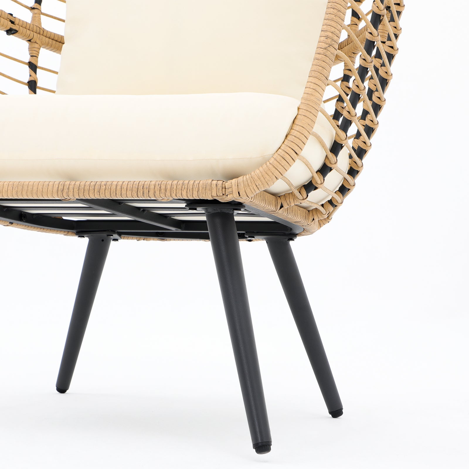 Oia Egg Chair, Natural Rattan Design, strudy frame, powder-coated legs-Jardina Furniture #Color_White