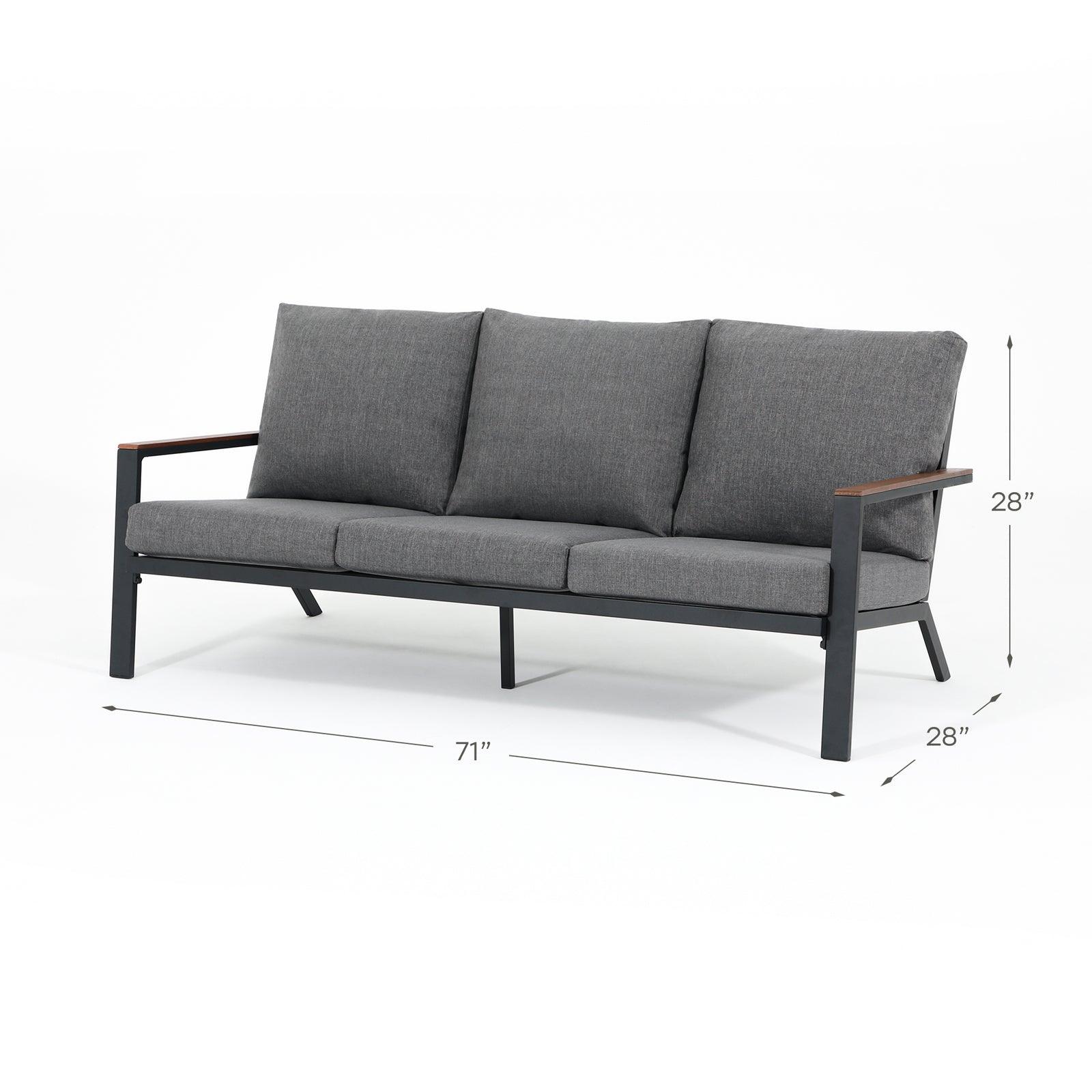 Ronda Grey aluminum 3-seater sofa , dimension information- Jardina Furniture