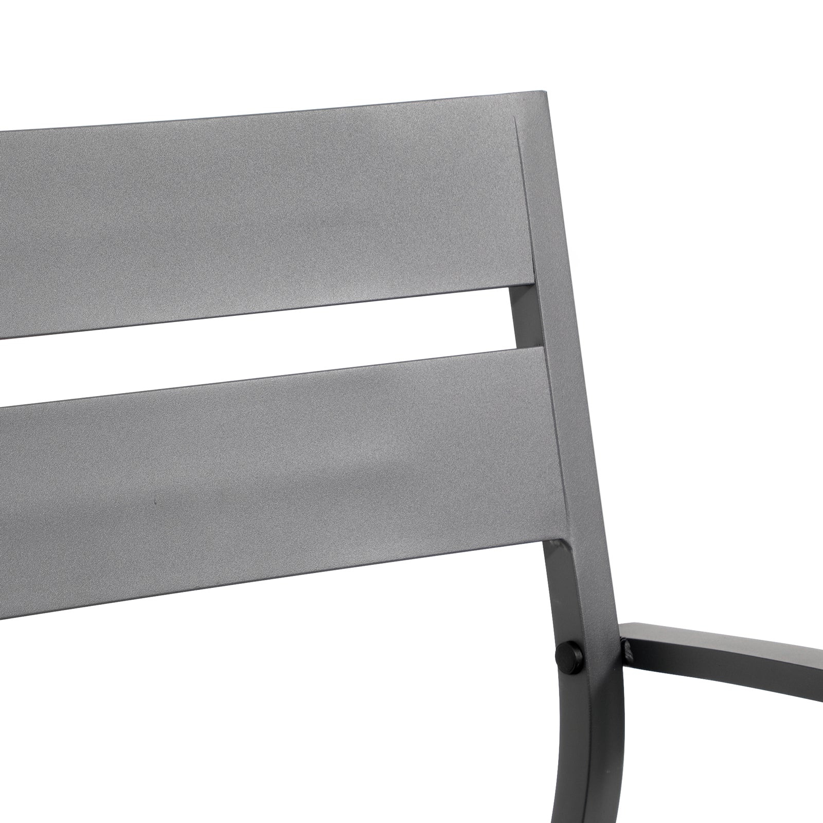 Salina dining chair, dark grey, aluminum design, backrest detail -Jardina Furniture