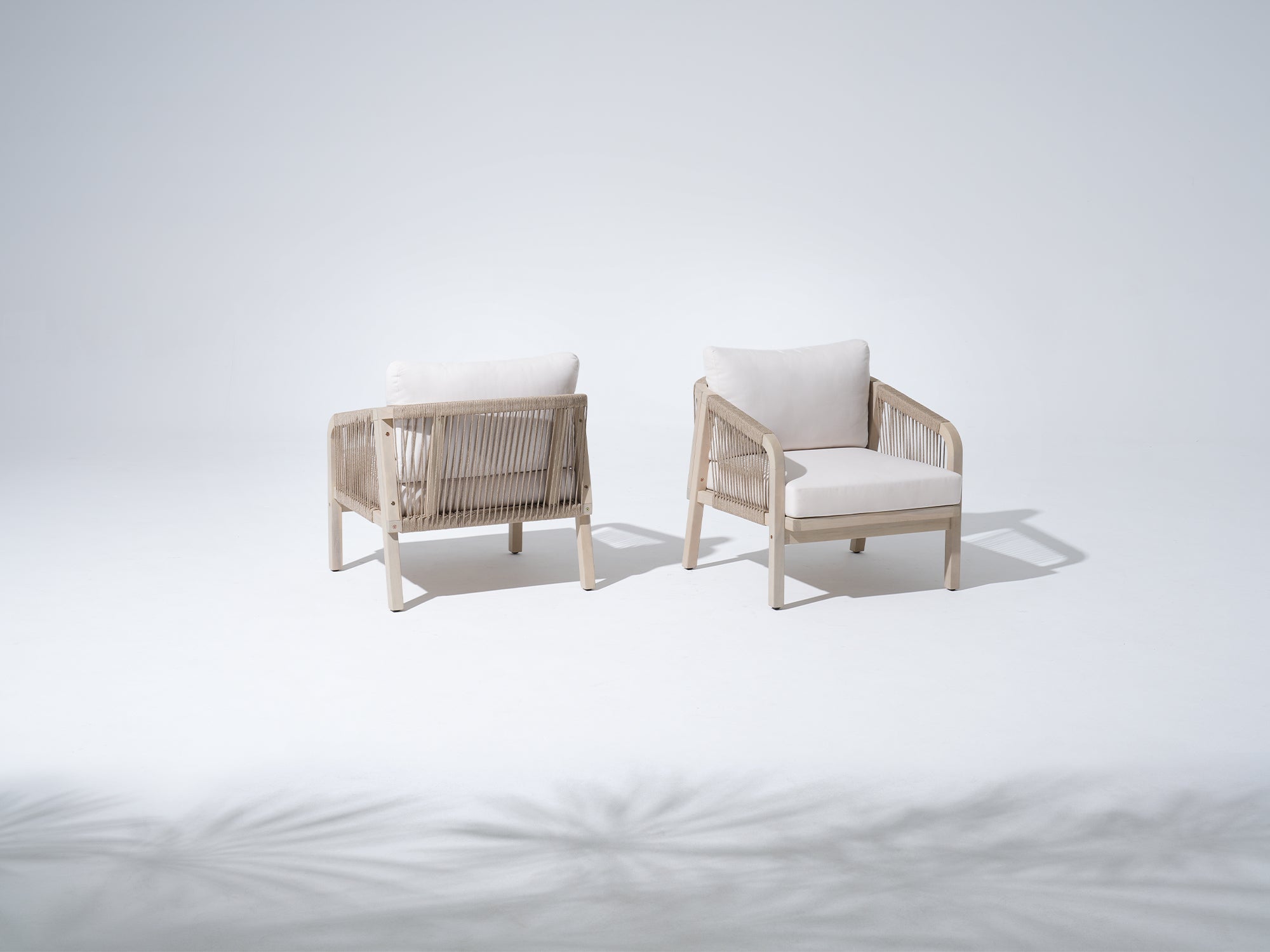 Thalea Textured 7-Seater Wooden Patio Conversation Set with Coffee Table in Cream