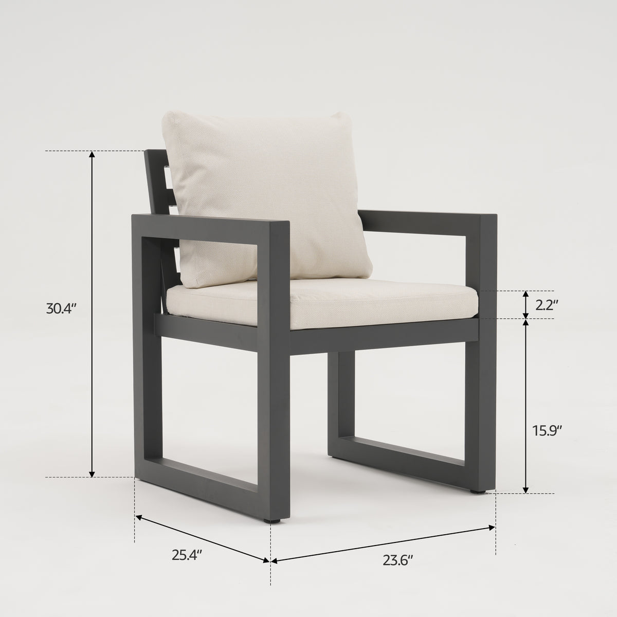 Vela Aluminum 6-8 Seats Outdoor Dining Set, Charcoal Frame & Olefin Cushions, 82.7"
