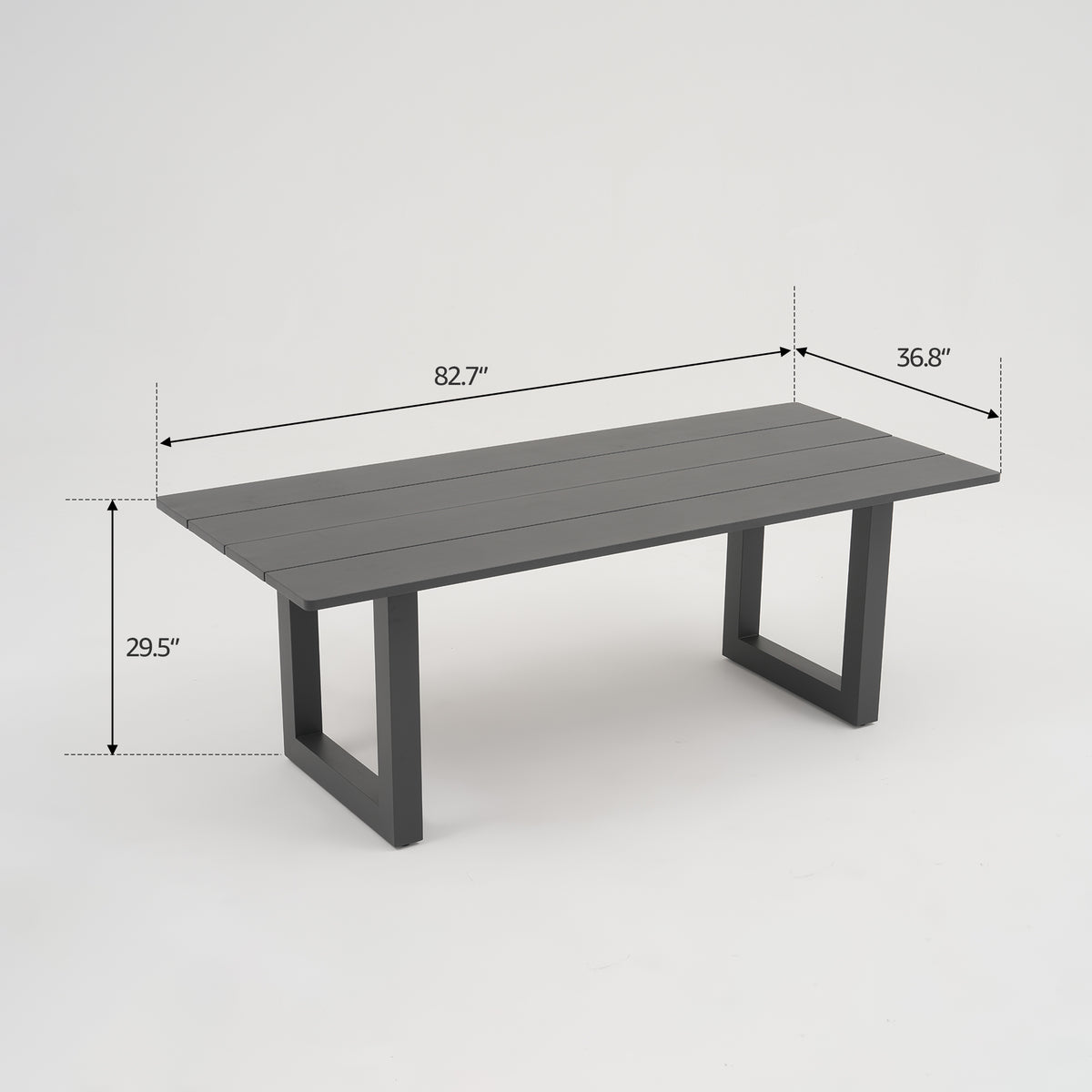 Vela Aluminum 6-8 Seats Outdoor Dining Set, Charcoal Frame & Olefin Cushions, 82.7"