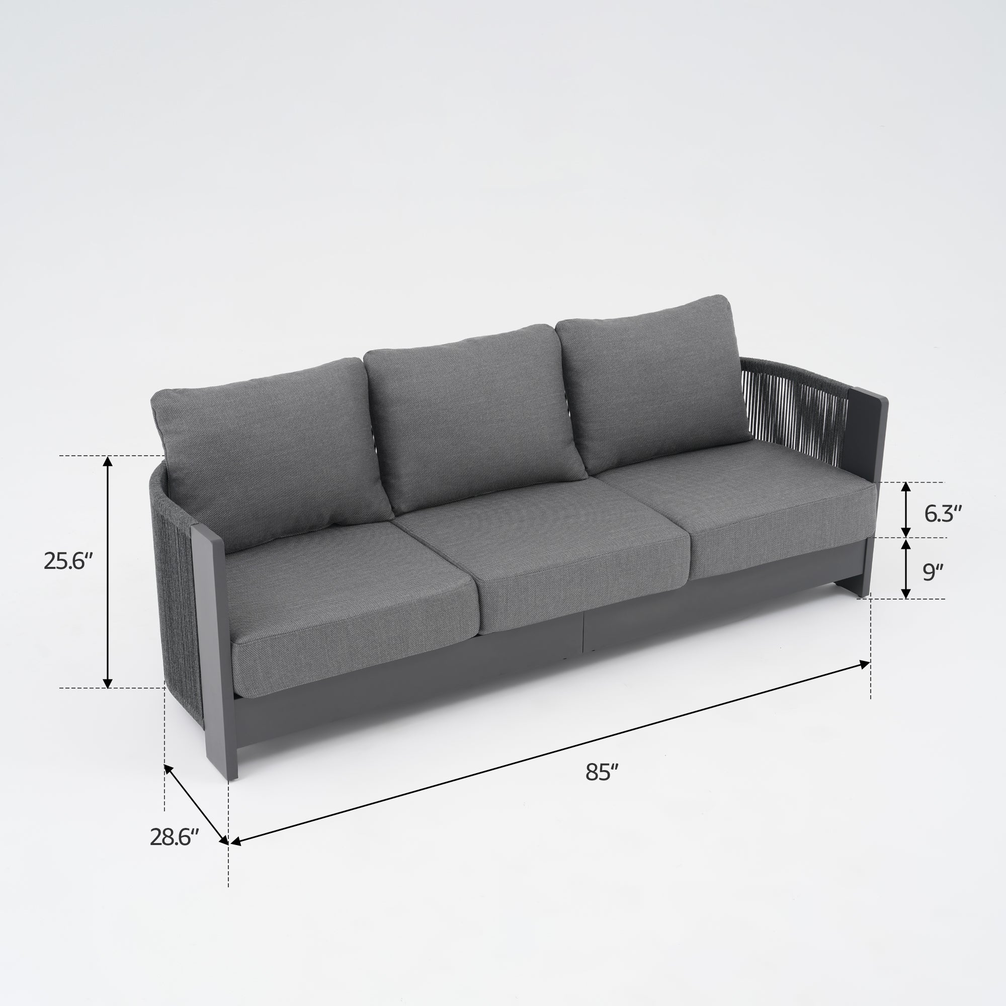 Irati 4-Piece Modern Aluminum Outdoor Seating Set with Rope Design & Coffee Table