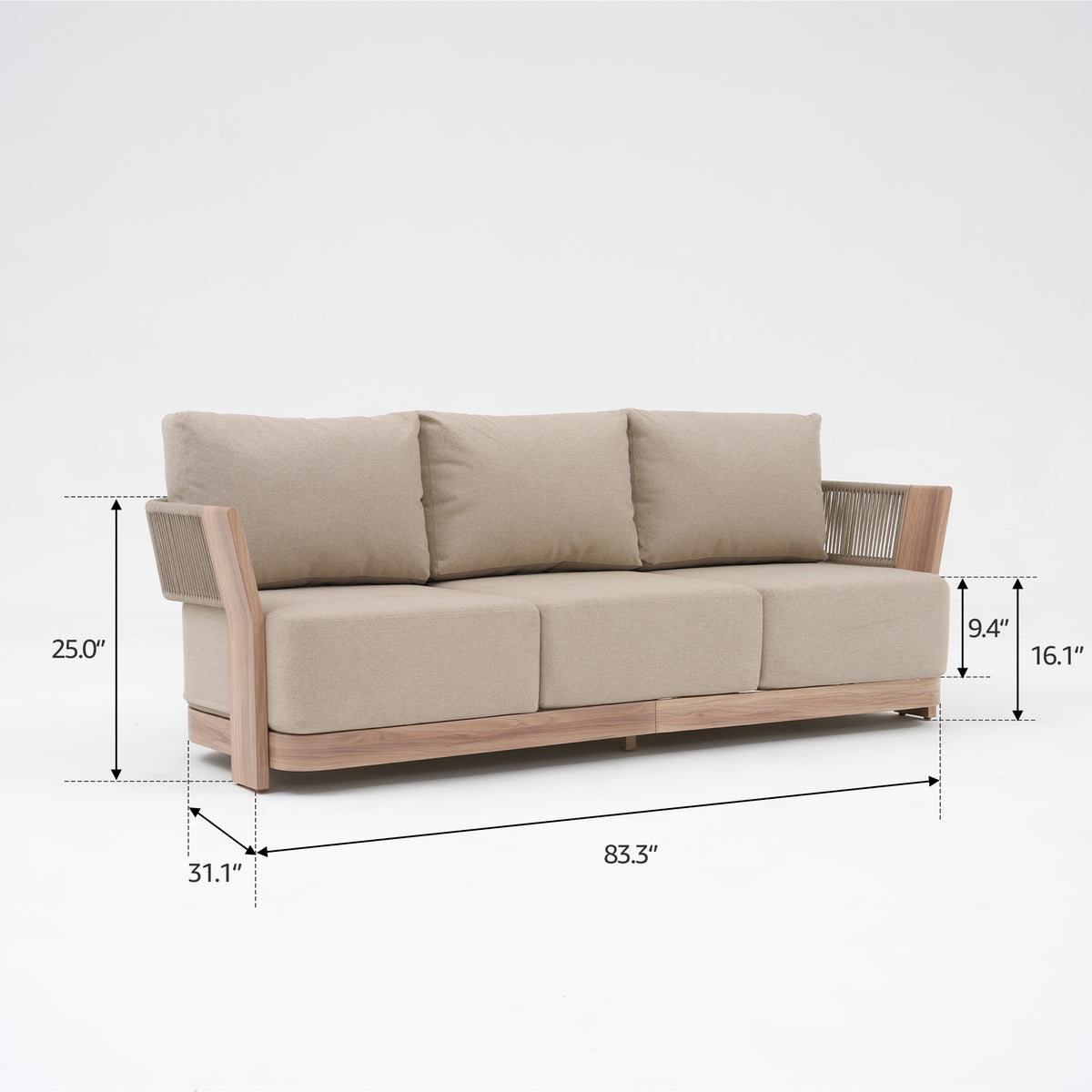 Bosa Rope Rattan Outdoor Conversation Set with Swivel Chair, Mixed Tables & Linen Cushions
