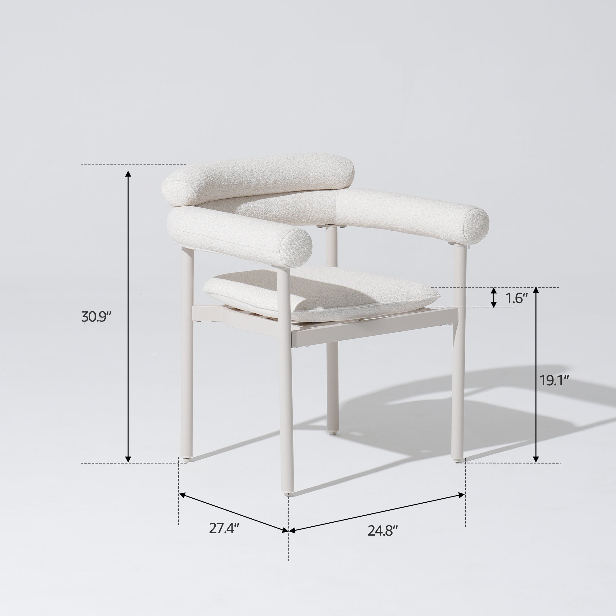 Cassis Aluminum Outdoor Dining Chair, Textured White Cushon Set of 2/4/6