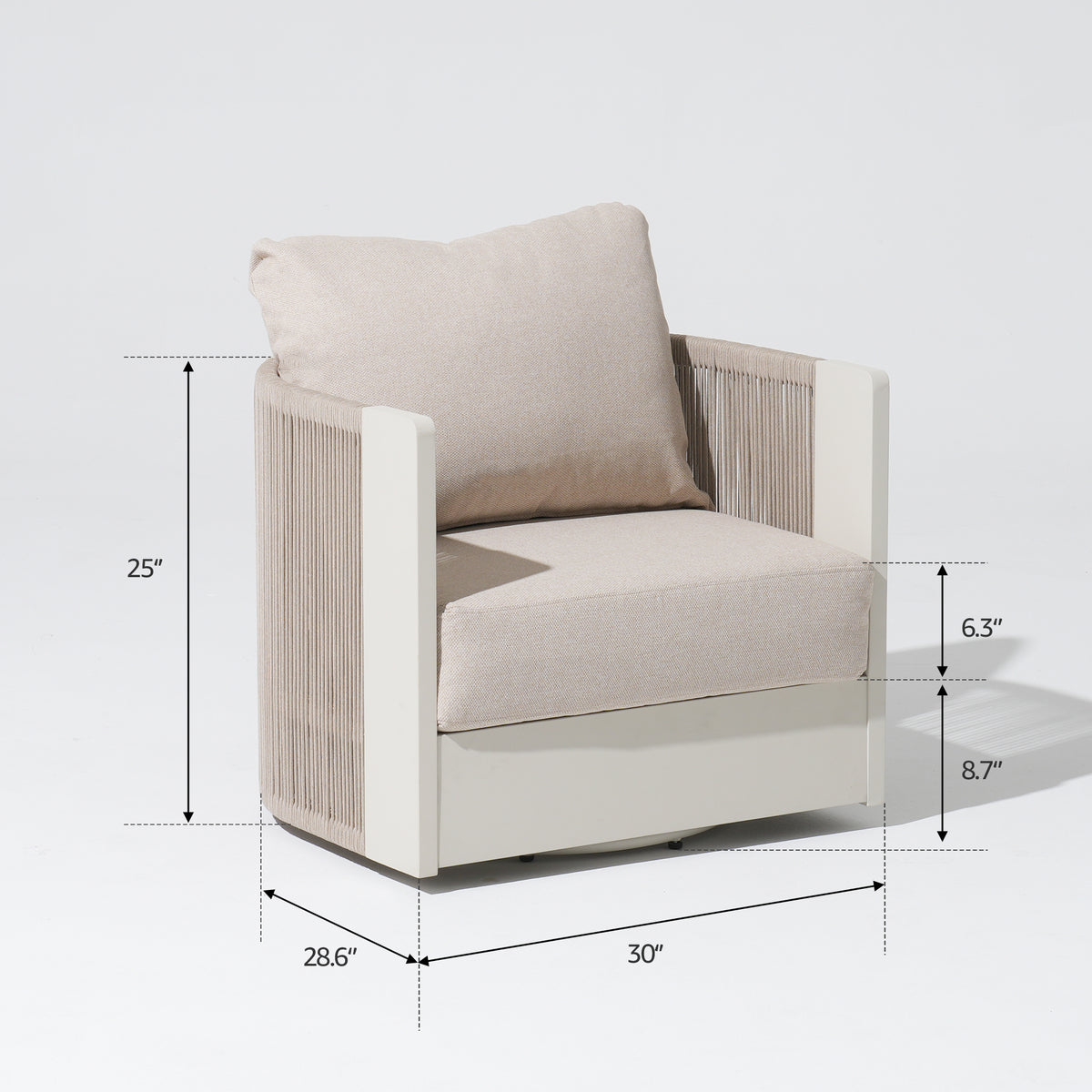 Irati 5-Piece Modern Aluminum and Rope Outdoor Conversation Set, Oyster White