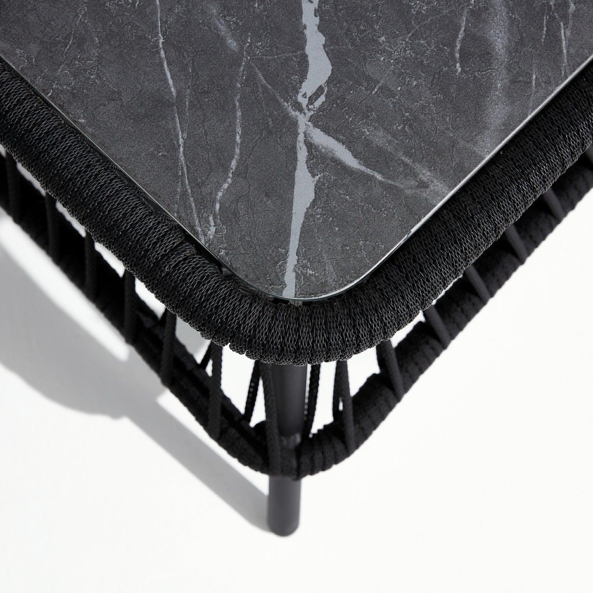 Wonder - Coffee table, rope design, grey finish, aluminum frame,sintered stone tabletop-Sunsitt Signature