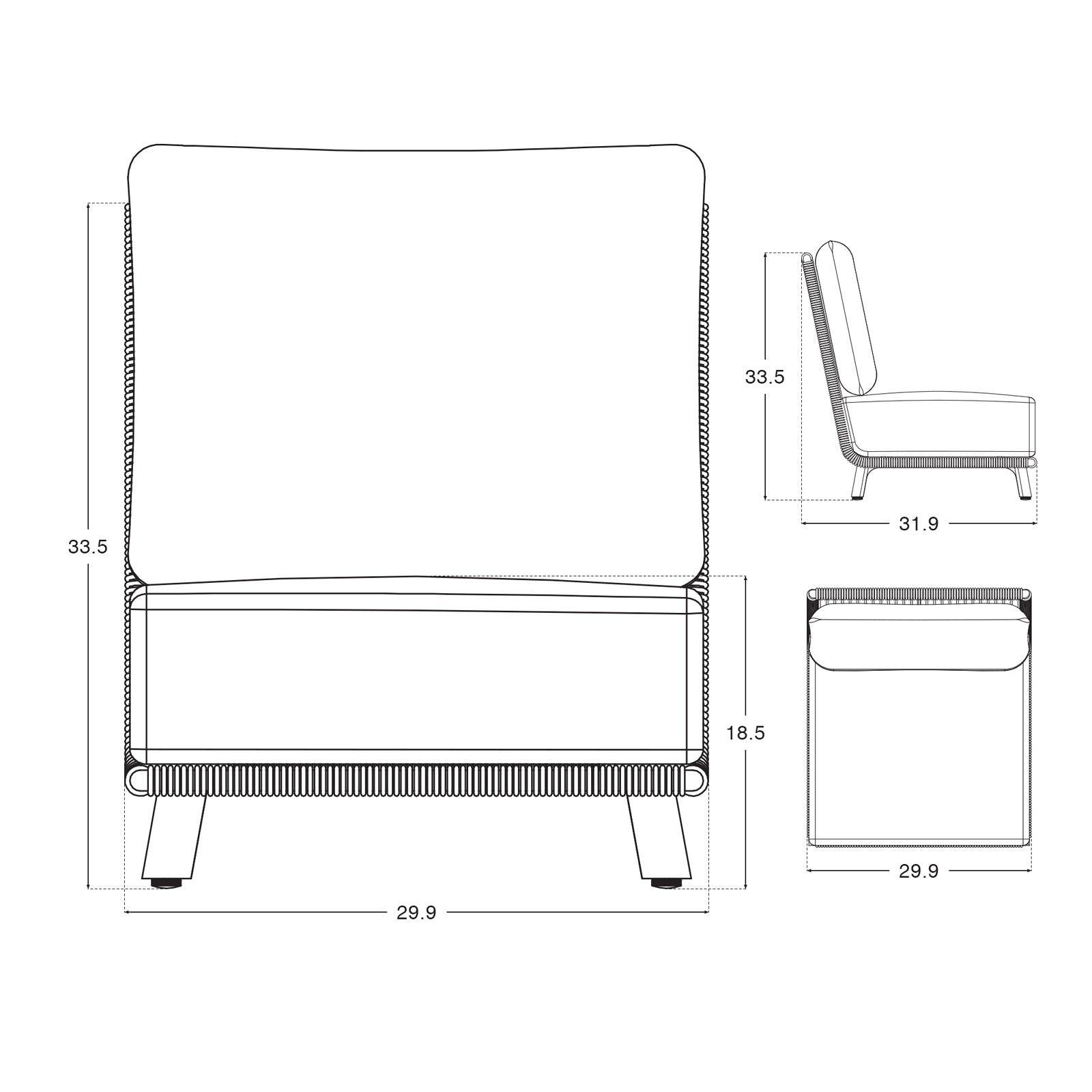 Natural - Shasta Single Armless Sofa Chair - Sunsitt
