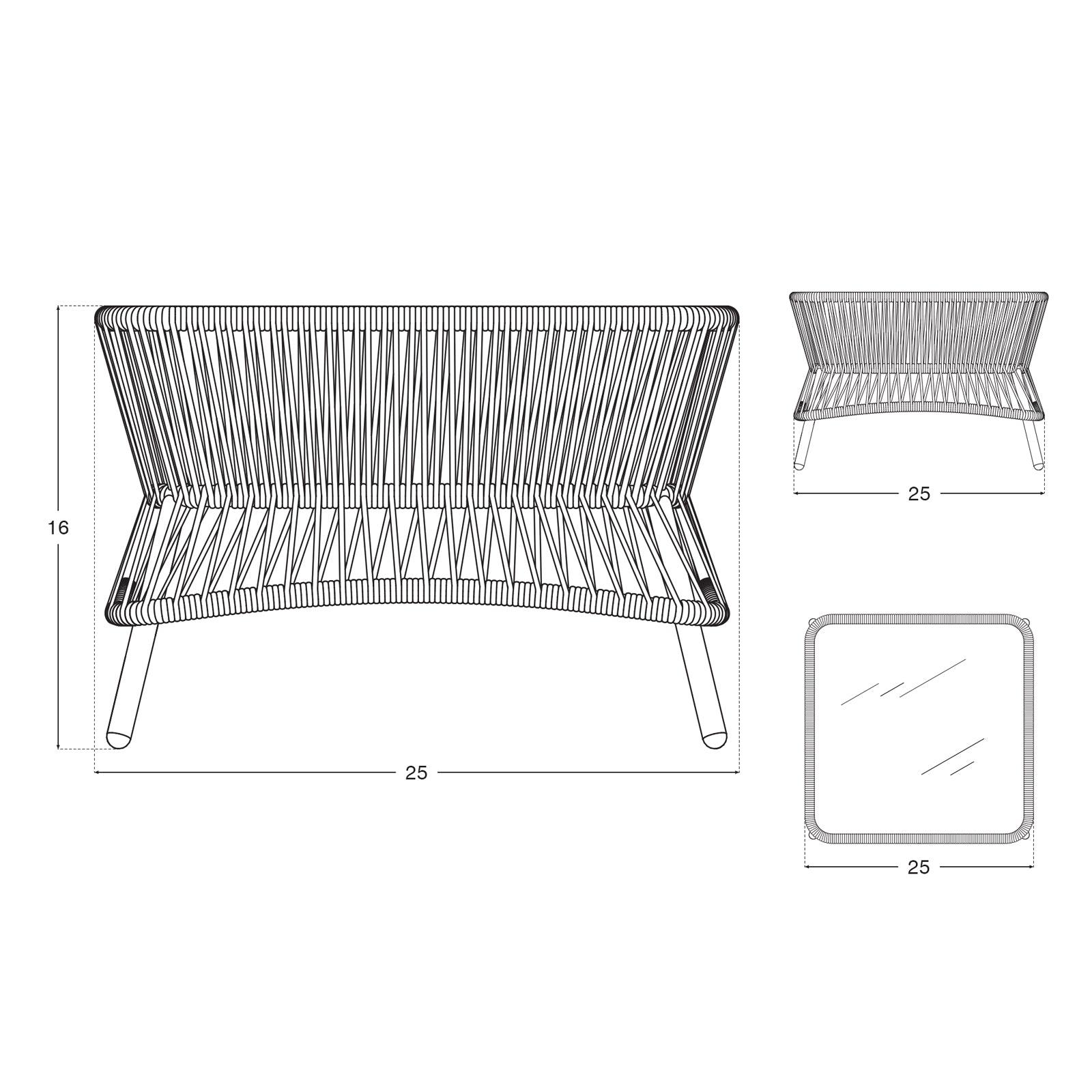 Wonder - Coffee table,grey finish, aluminum frame,Dimension information-Sunsitt Signature