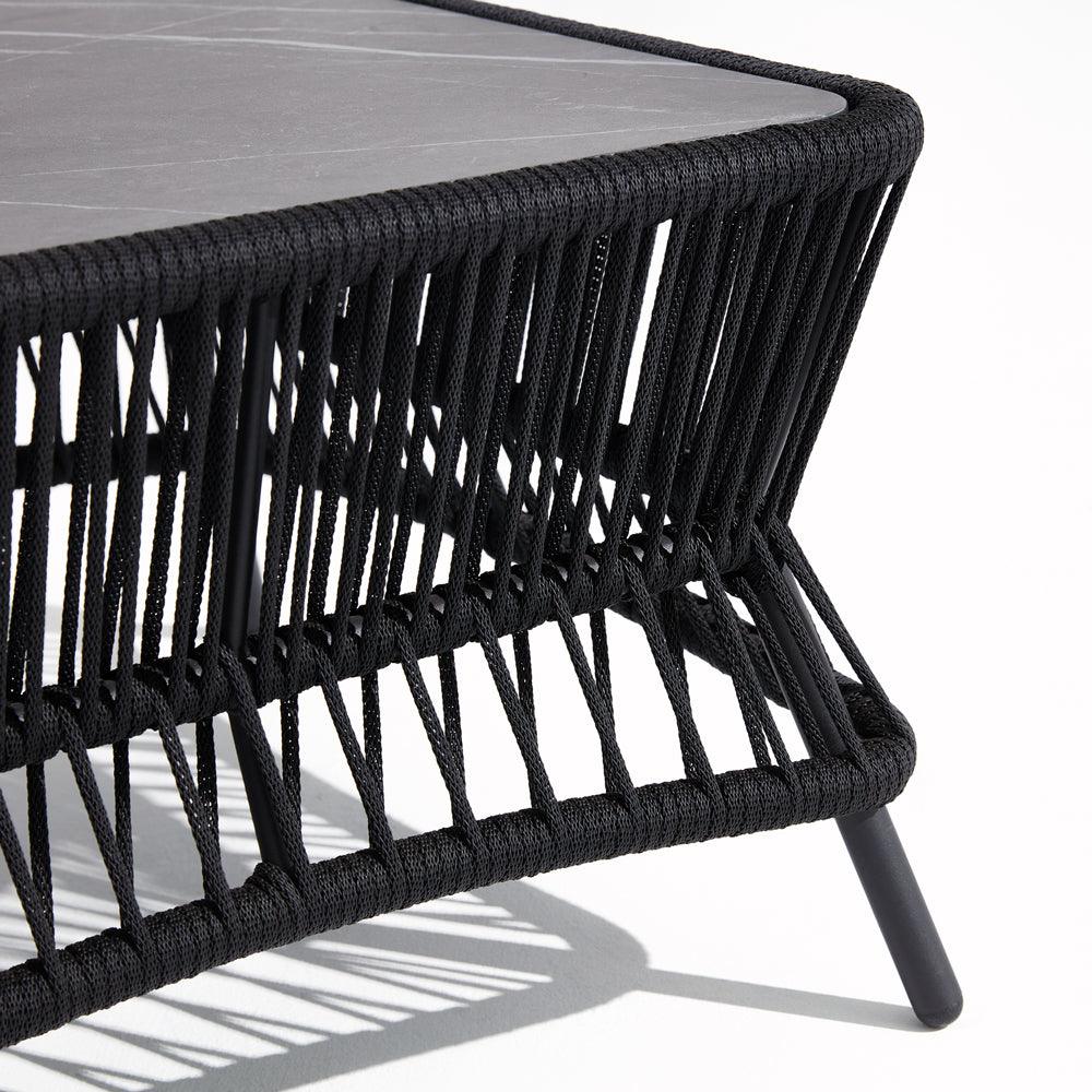 Wonder - Coffee table,grey finish, aluminum frame,sintered stone tabletop, rope design-Sunsitt Signature