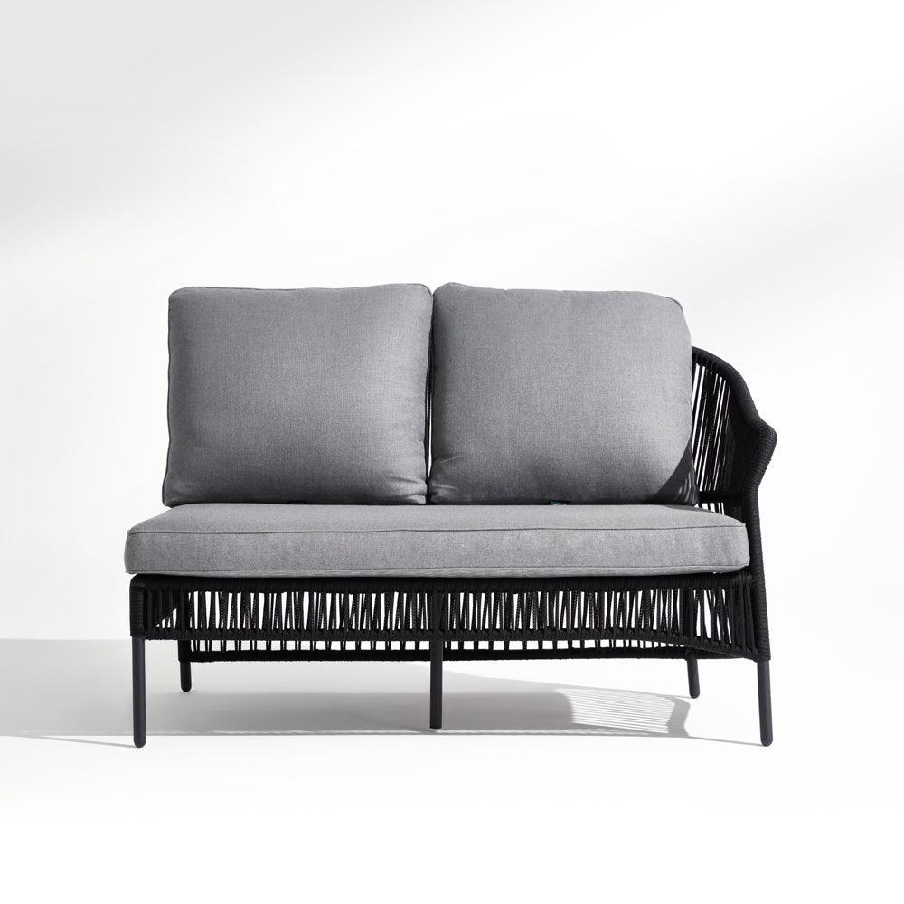 Wonder - right arm sofa,black rope design, grey & Soft cushion,aluminum frame,white background,front-Sunsitt Signature